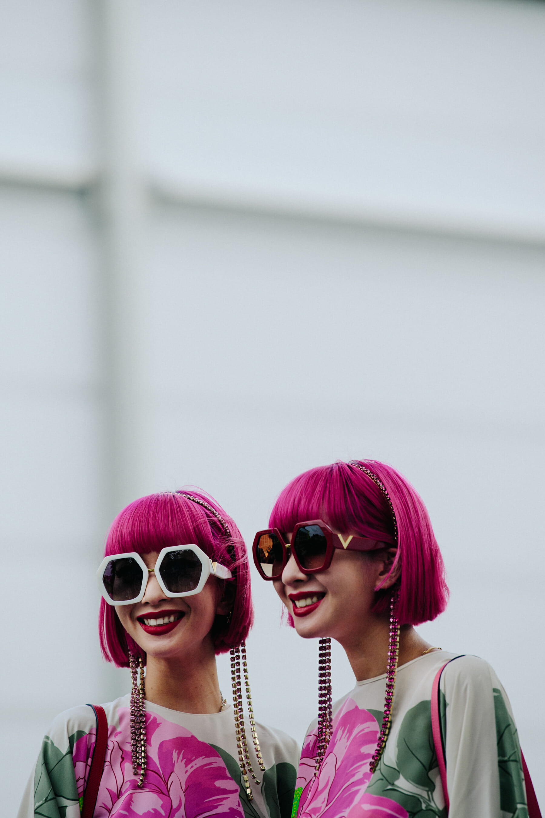 Twins with pink hair