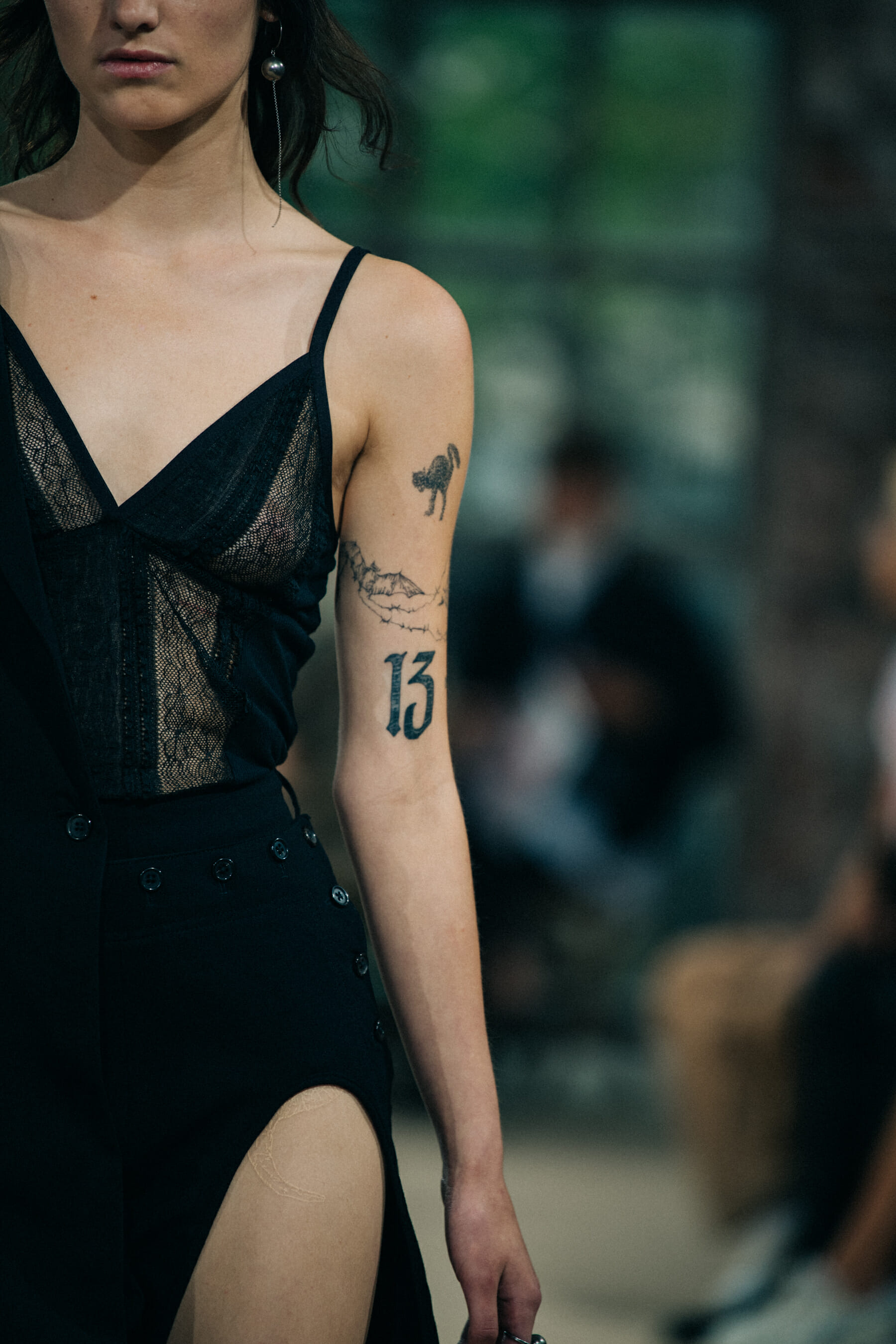 Models wearing black at Ann Demeulemeester