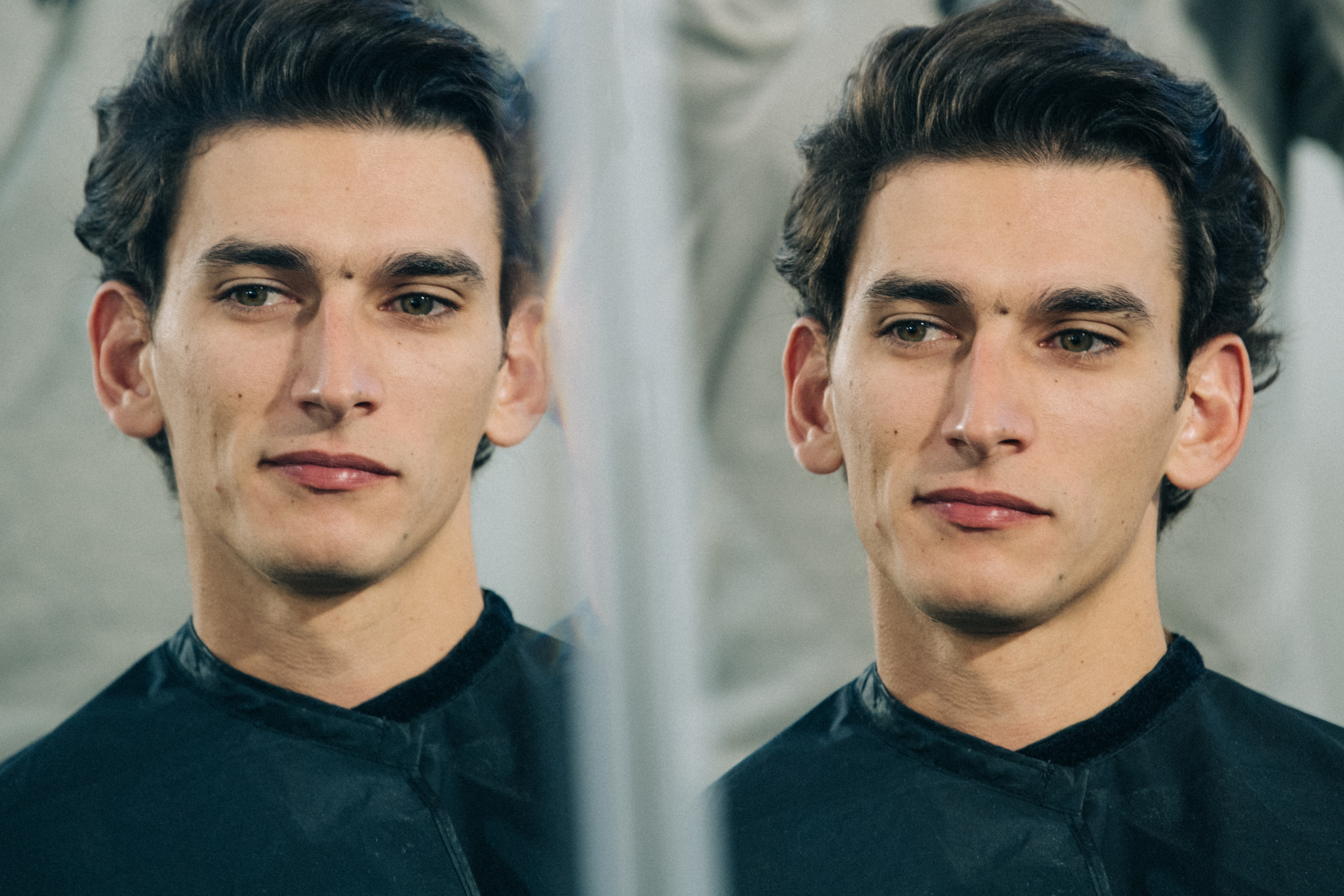 Model in hair and makeup backstage