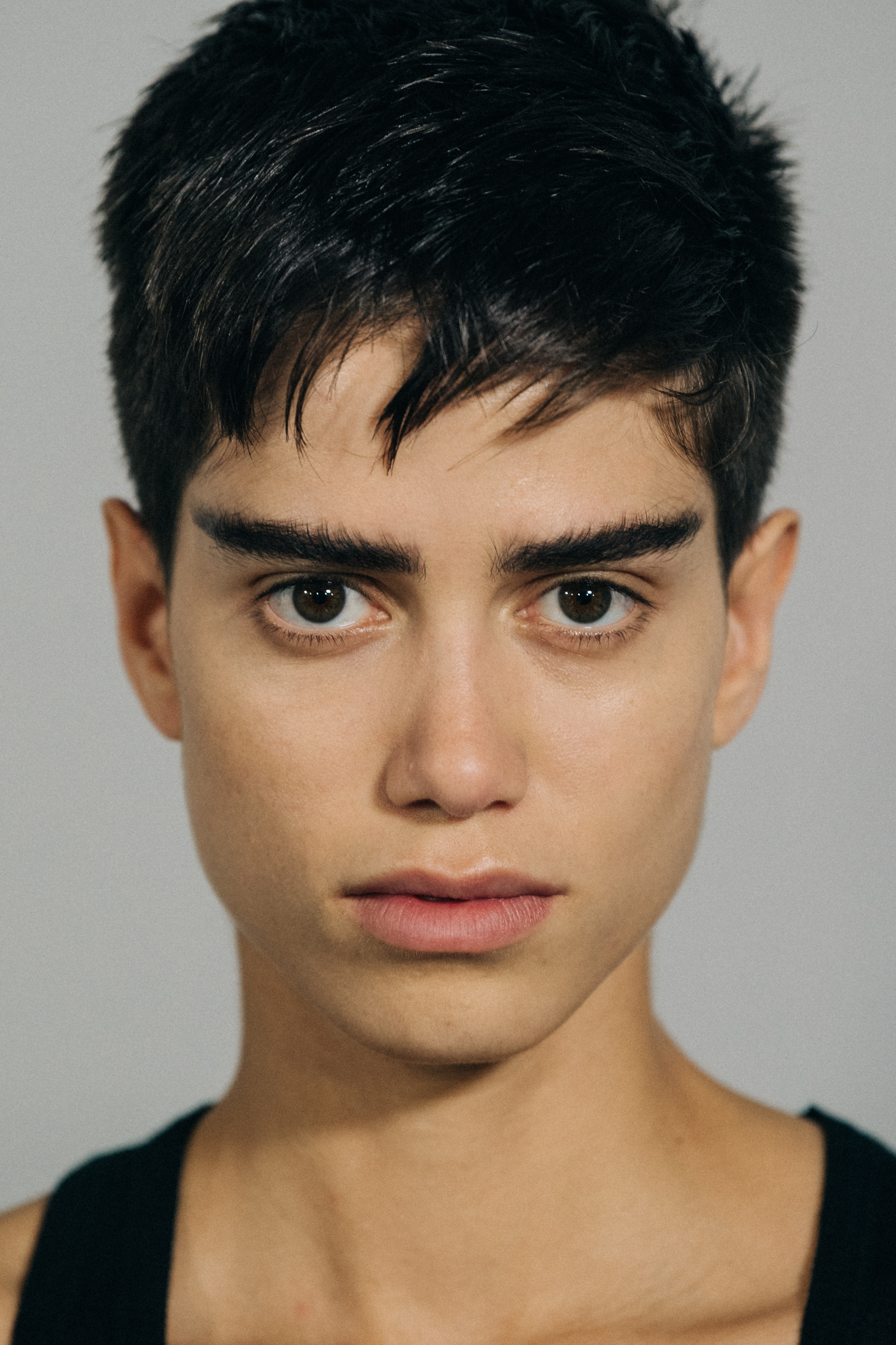 Model wearing dark outfits at Haider Ackermann