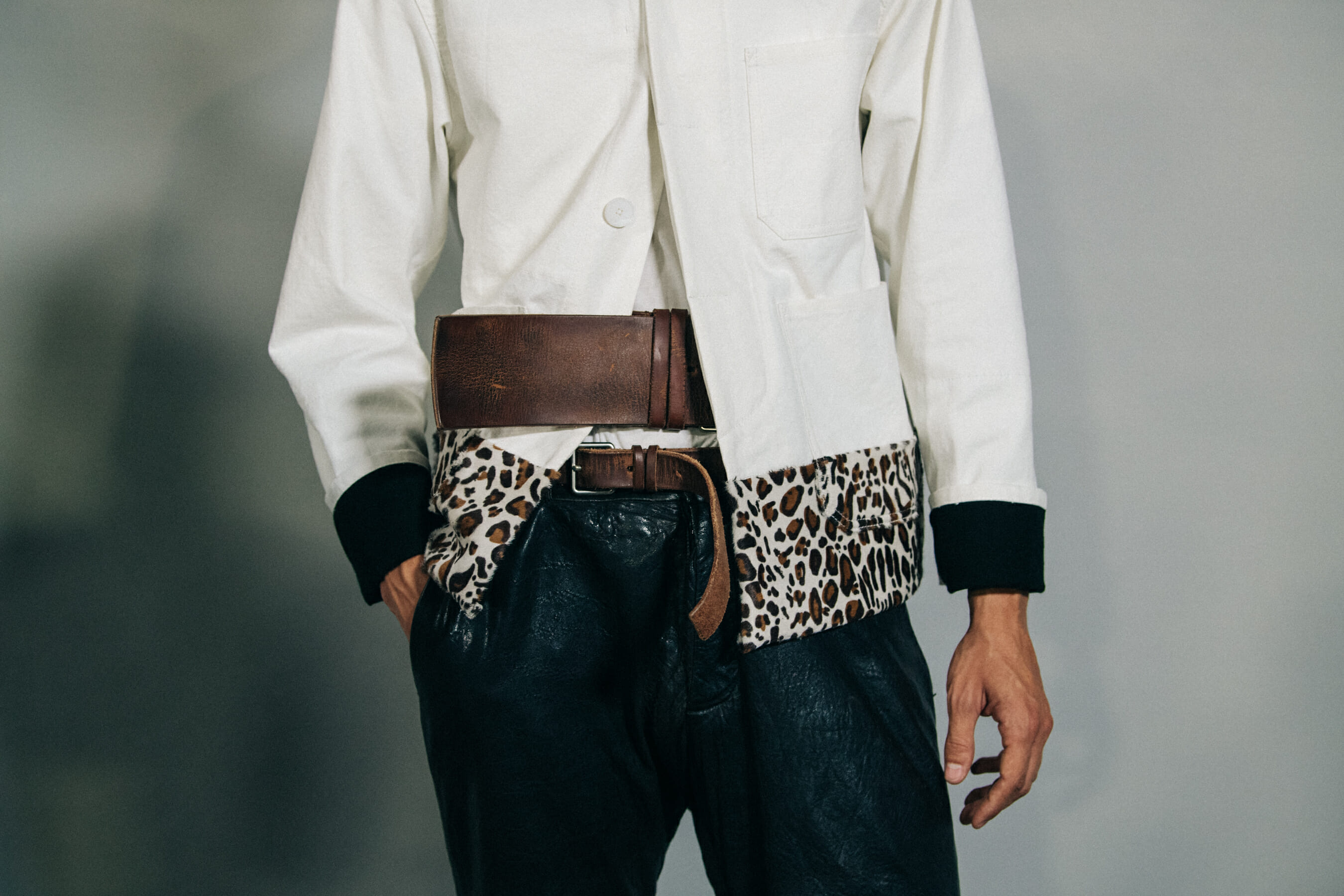 Model wearing white shirt at Haider Ackermann