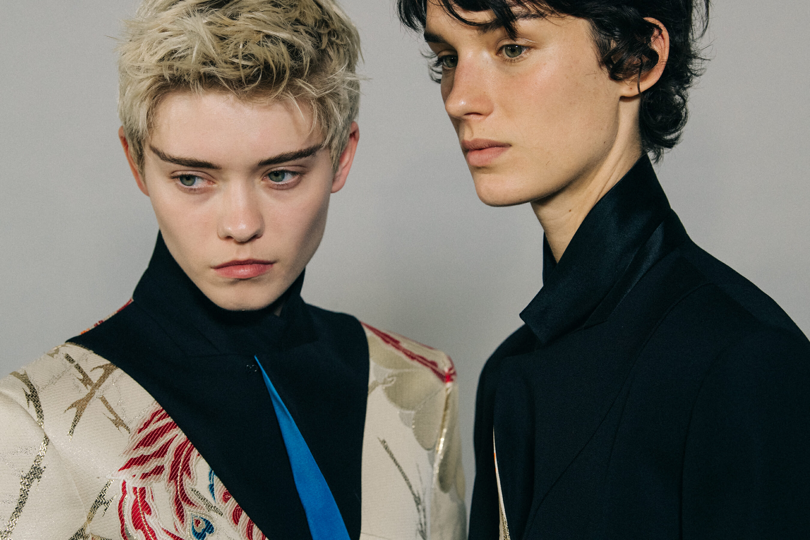 Model wearing black jacket at Haider Ackermann