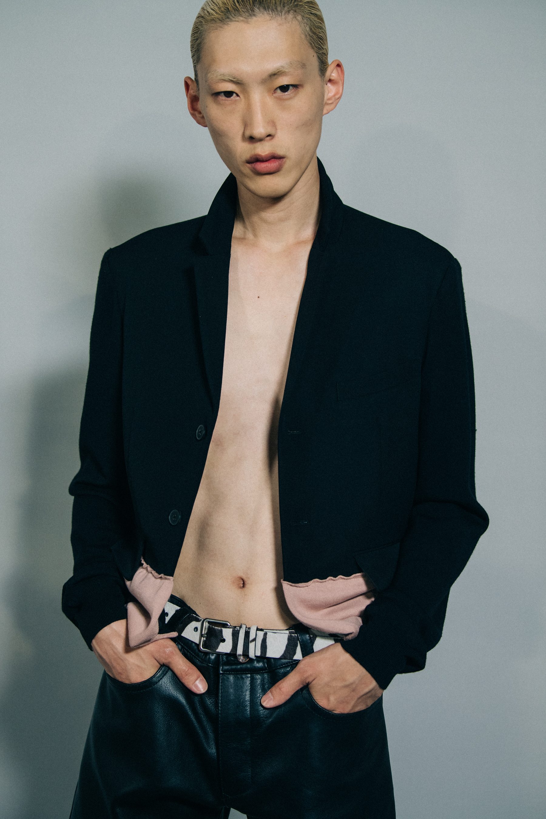 Model wearing black outfit at Haider Ackermann