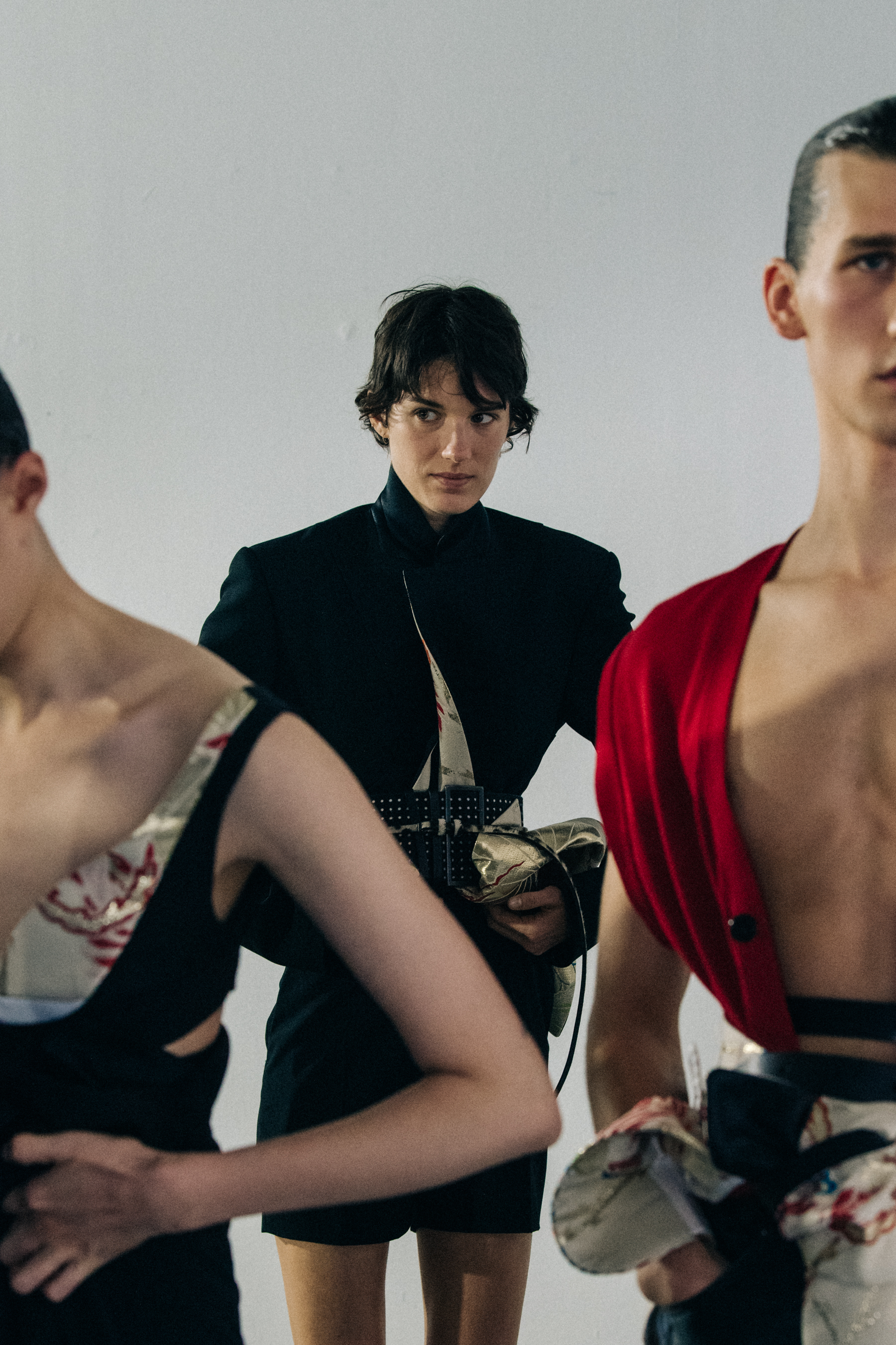 Model wearing black jacket at Haider Ackermann