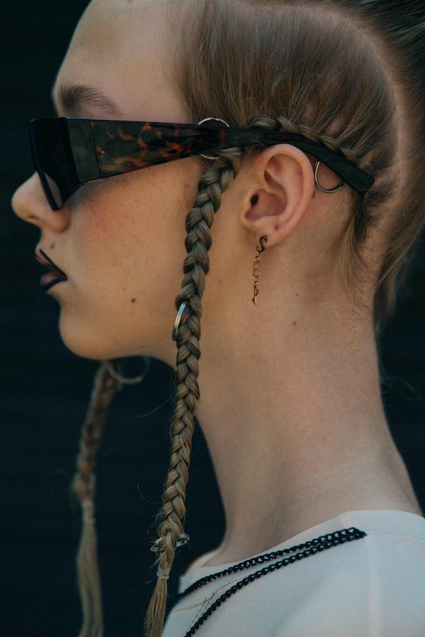 Model wearing sport sunglasses