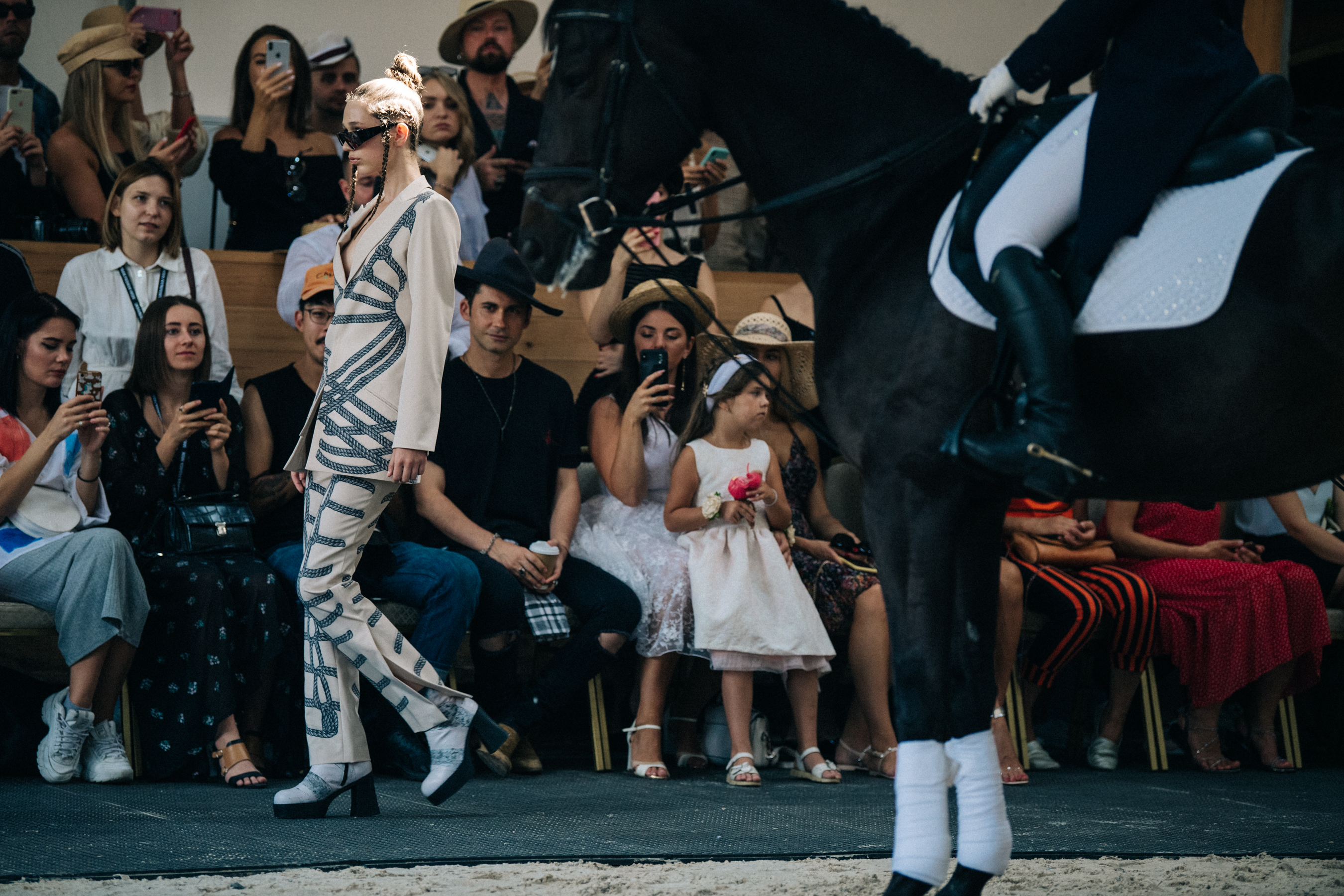 Horses on the runway