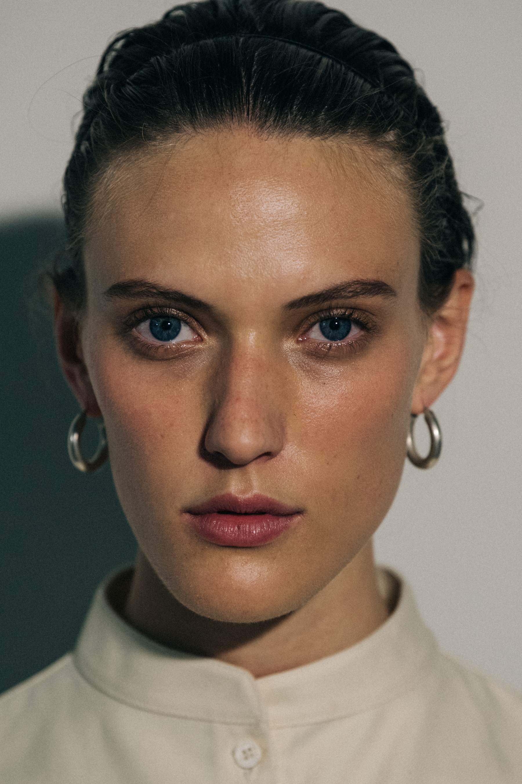 Portrait of model wearing earrings