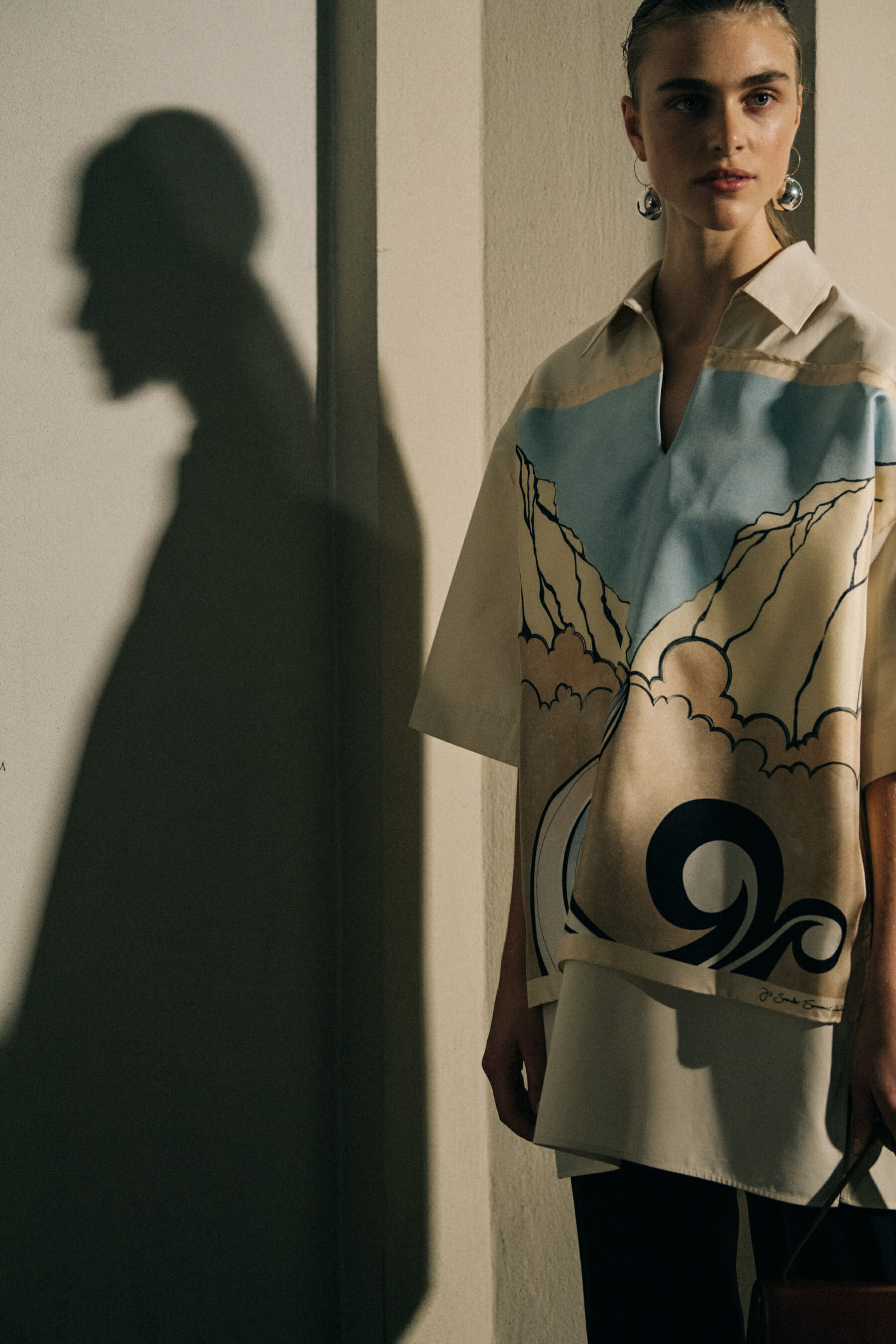 Hedvig Palm backstage at Jil Sander