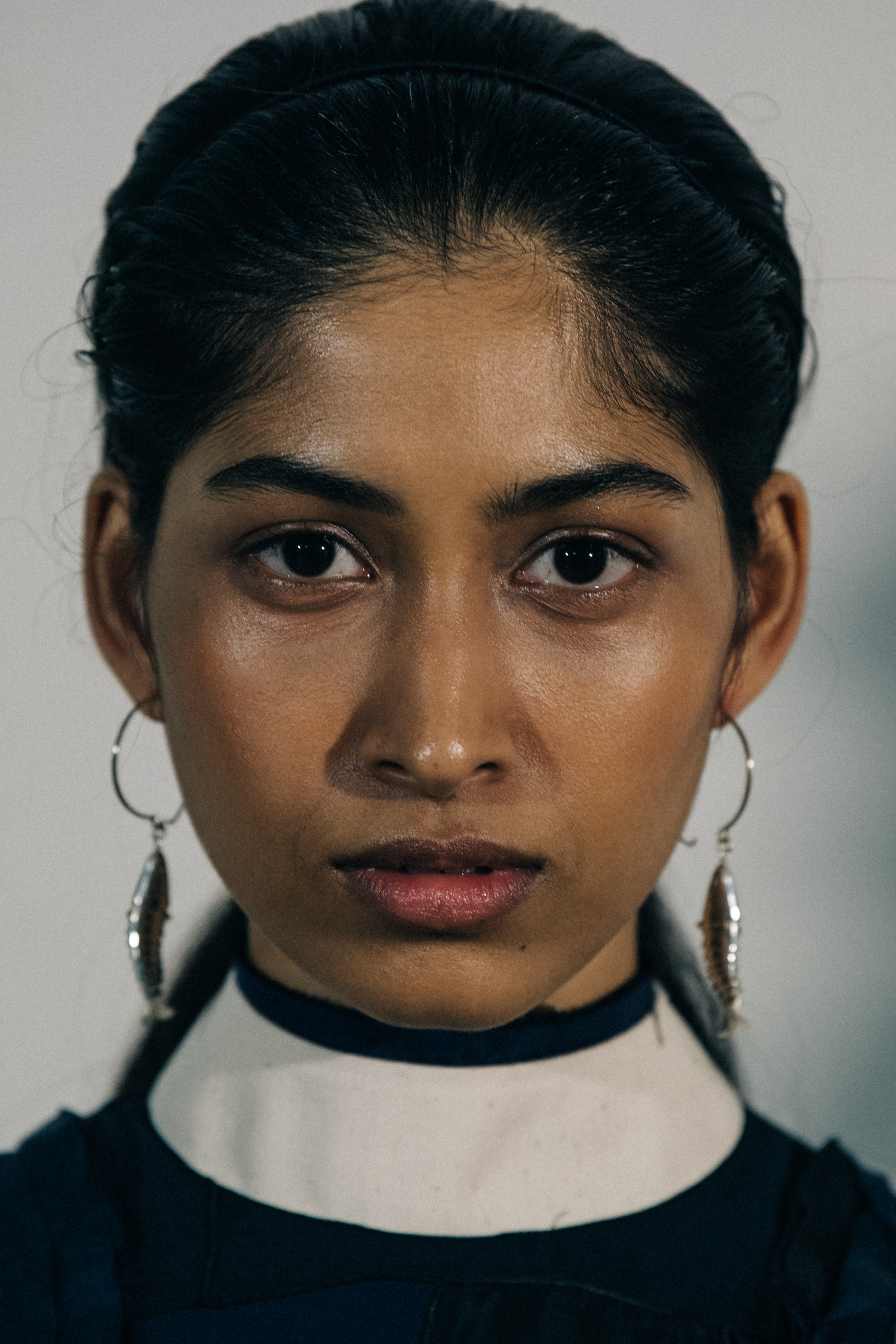Portrait of model wearing earrings
