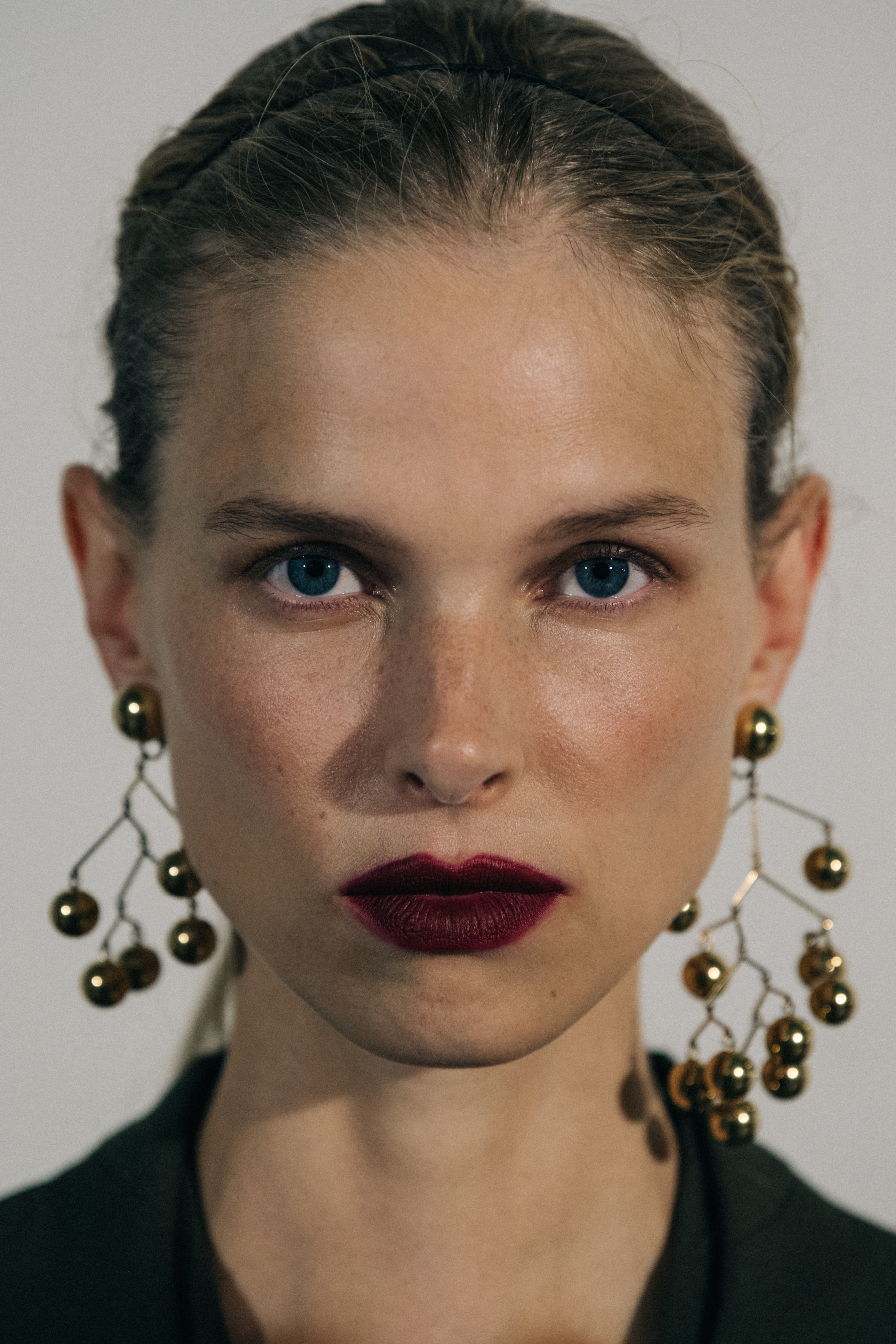 Portrait of model wearing earrings