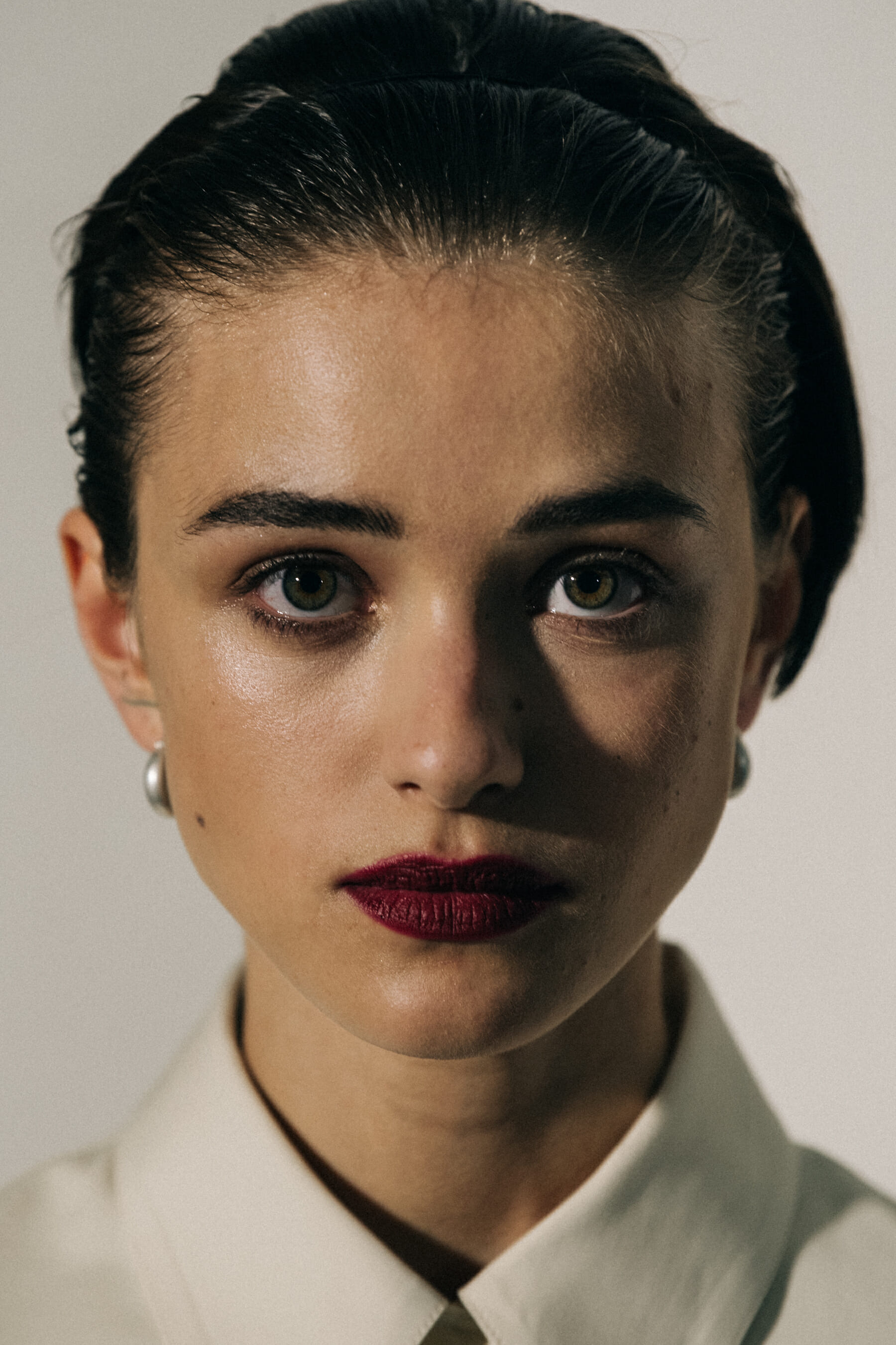 Portrait of model wearing earrings