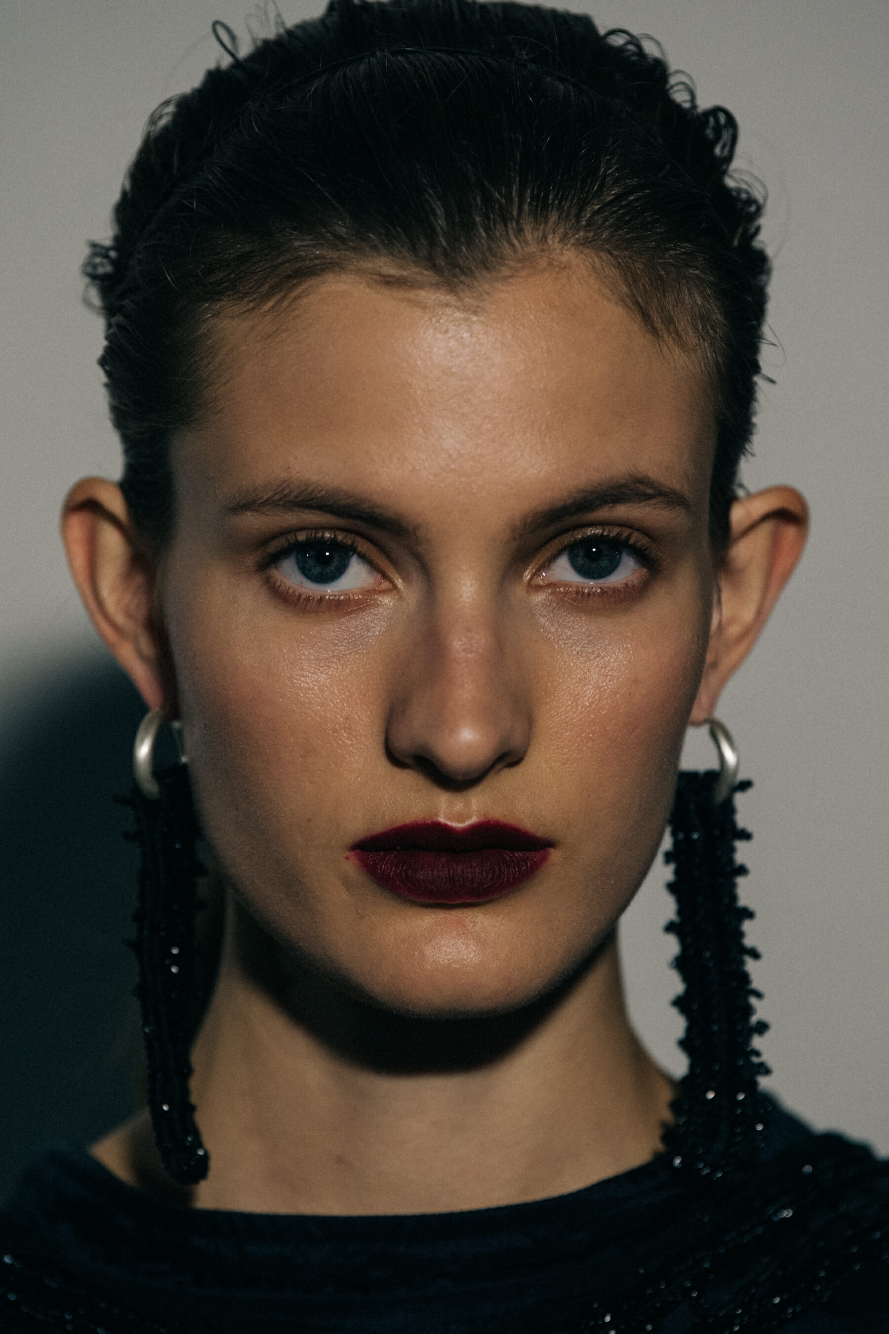 Portrait of model wearing earrings