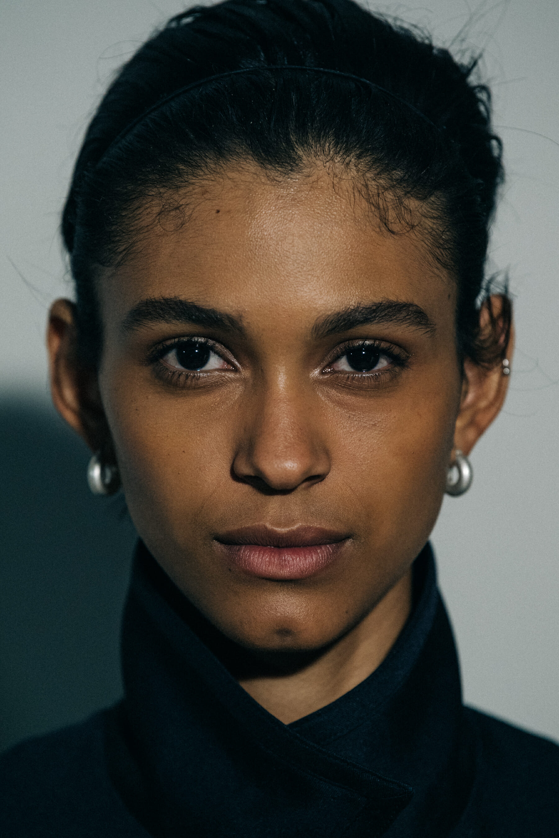Portrait of model wearing earrings