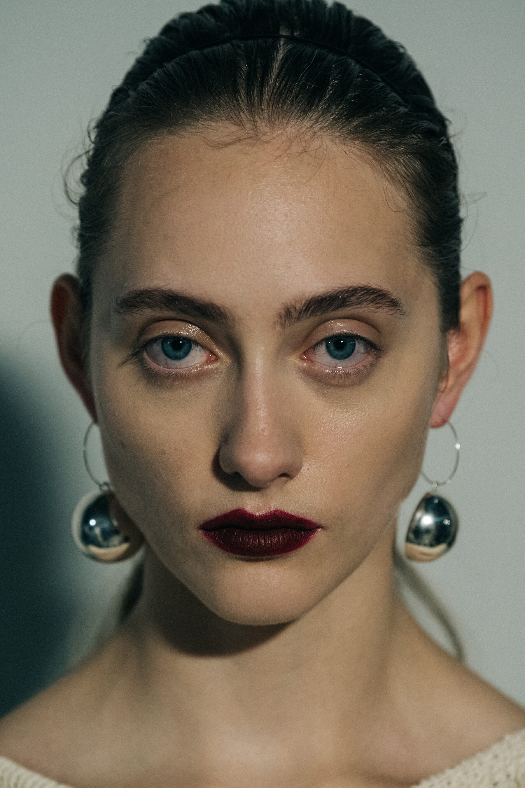 Yulia Lia Pavlova backstage at Jil Sander