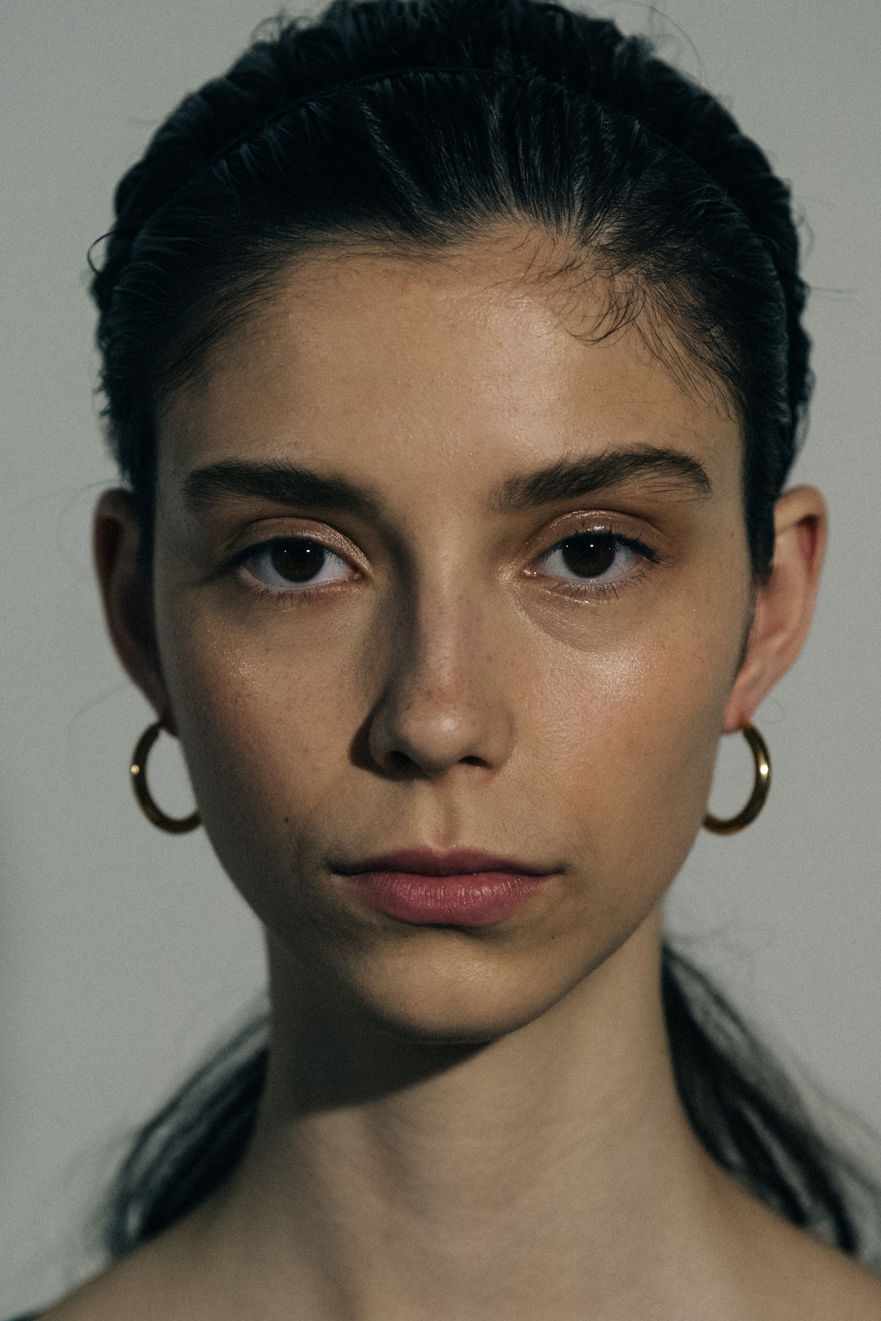 Portrait of model wearing earrings