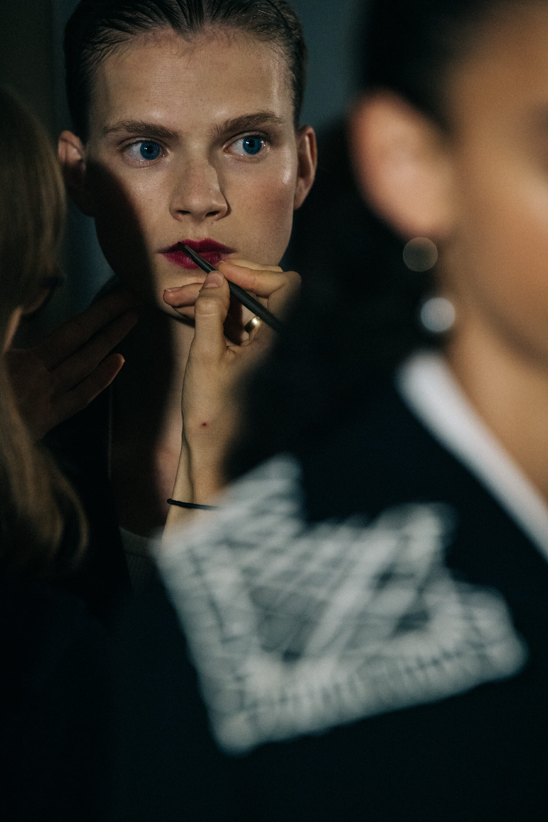 Sara Eirud backstage at Jil Sander