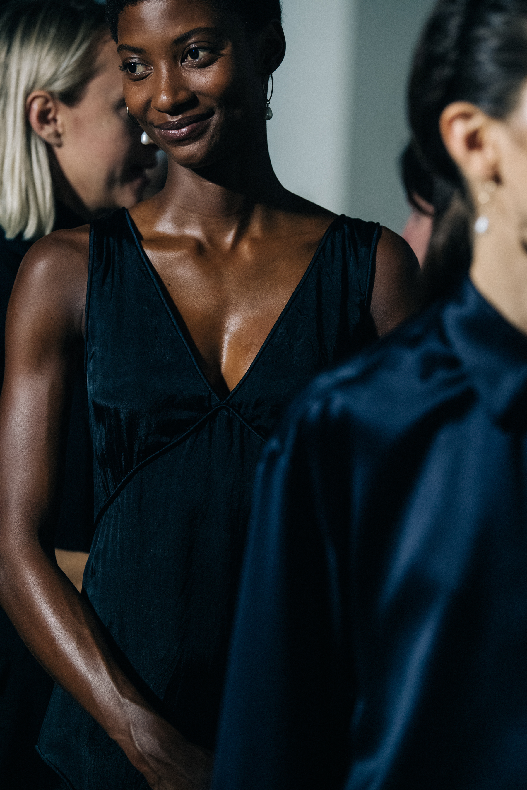 Mame Thiane Camara backstage at Jil Sander