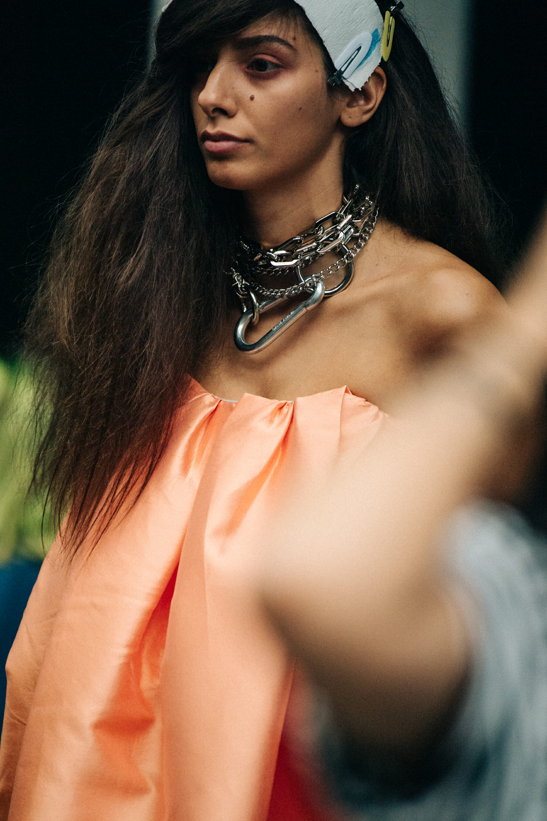 Hannah Portner backstage at Marques Almeida