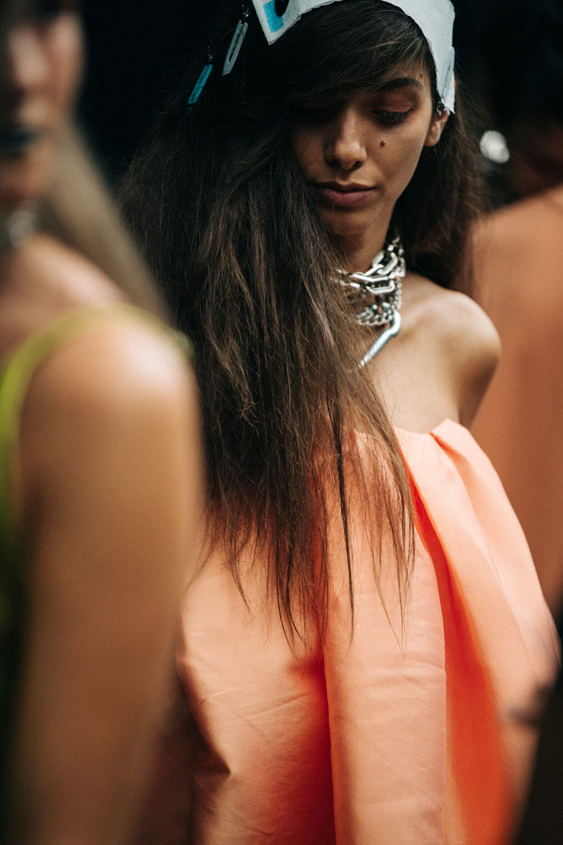 Hannah Portner backstage at Marques Almeida