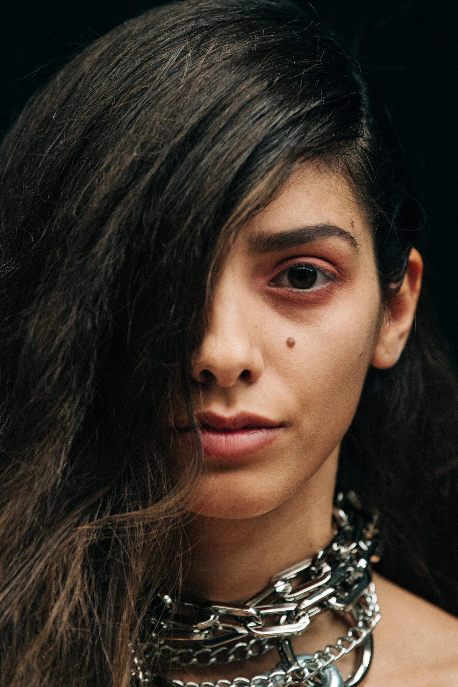 Hannah Portner backstage at Marques Almeida
