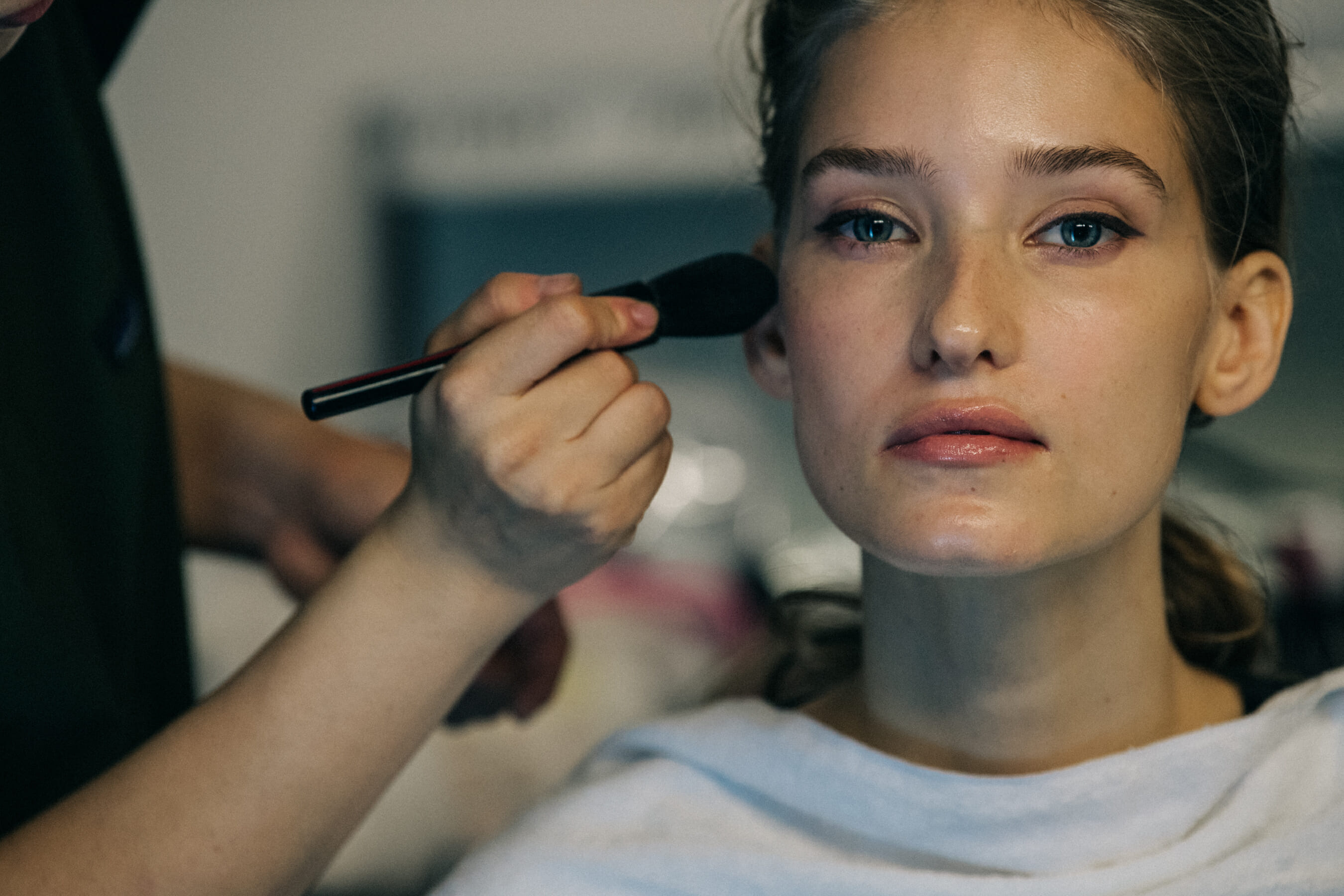 Model in hair and makeup at Nehera