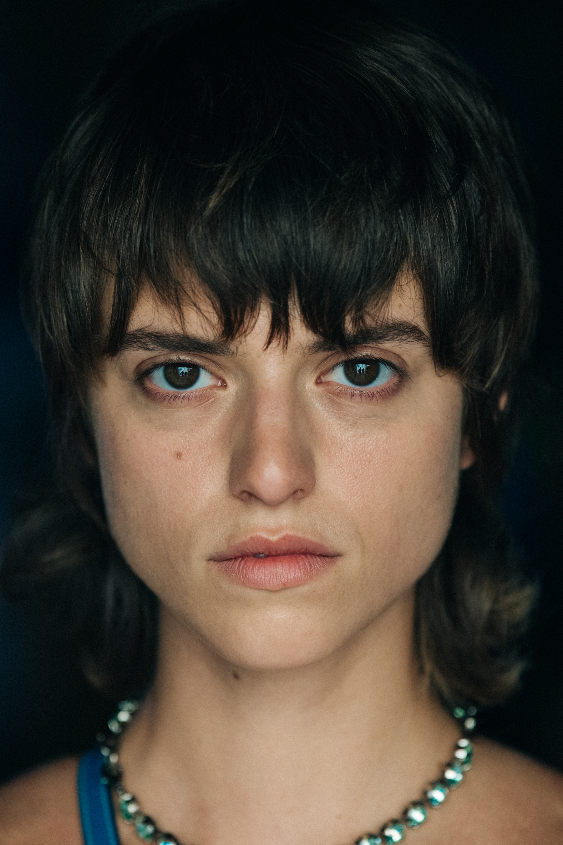 Portrait of model with dark hair