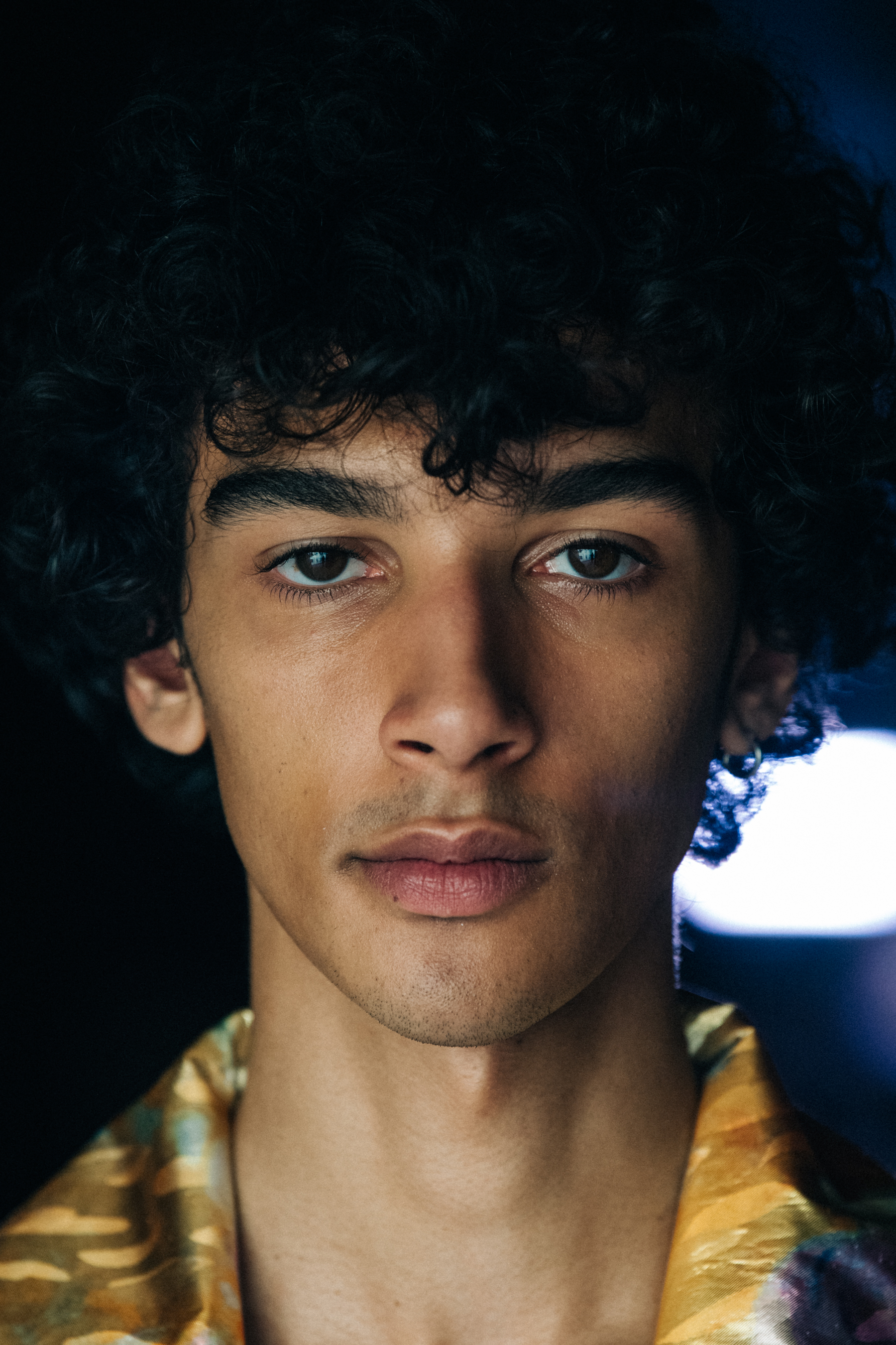 Portrait of model with dark hair