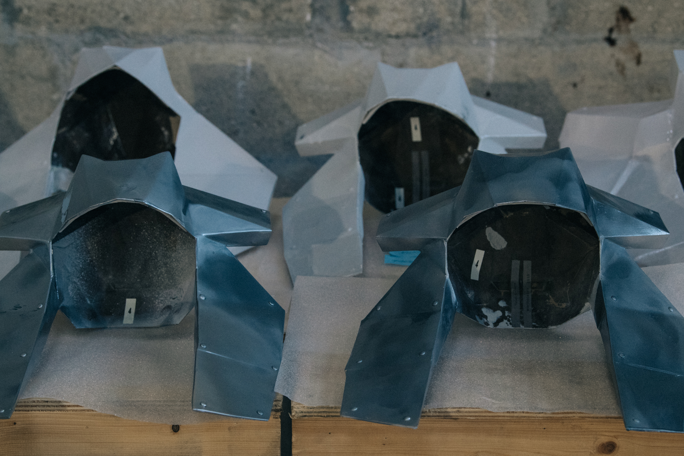 Helmets backstage at Rick Owens
