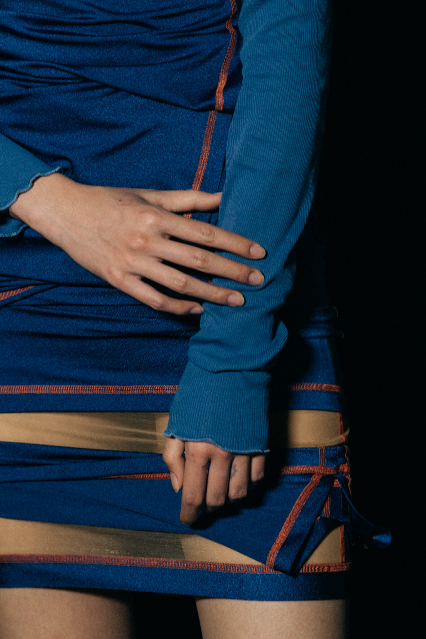Models wearing blue outfits at Y/Project