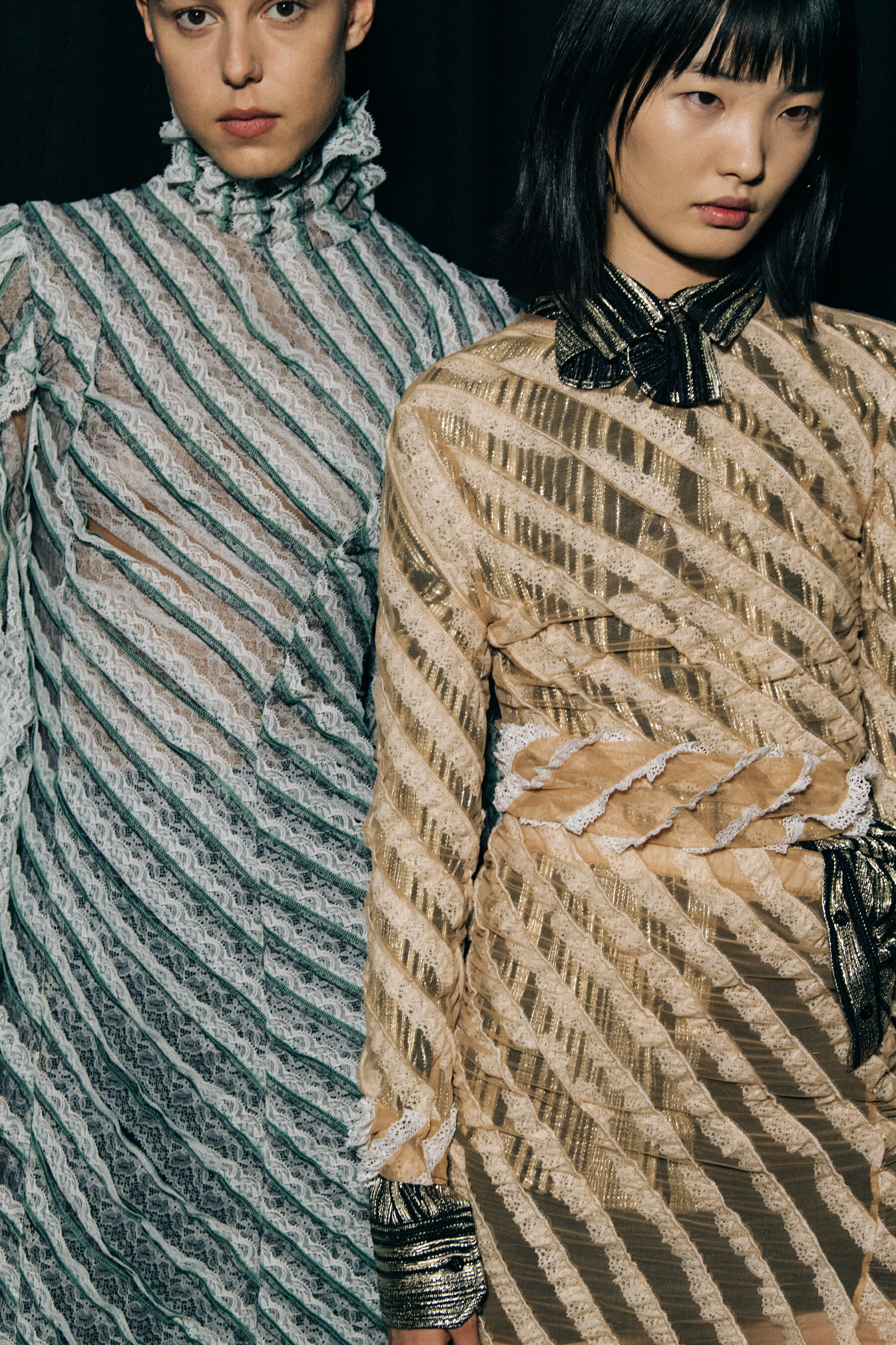 Models wearing striped outfits at Y/Project