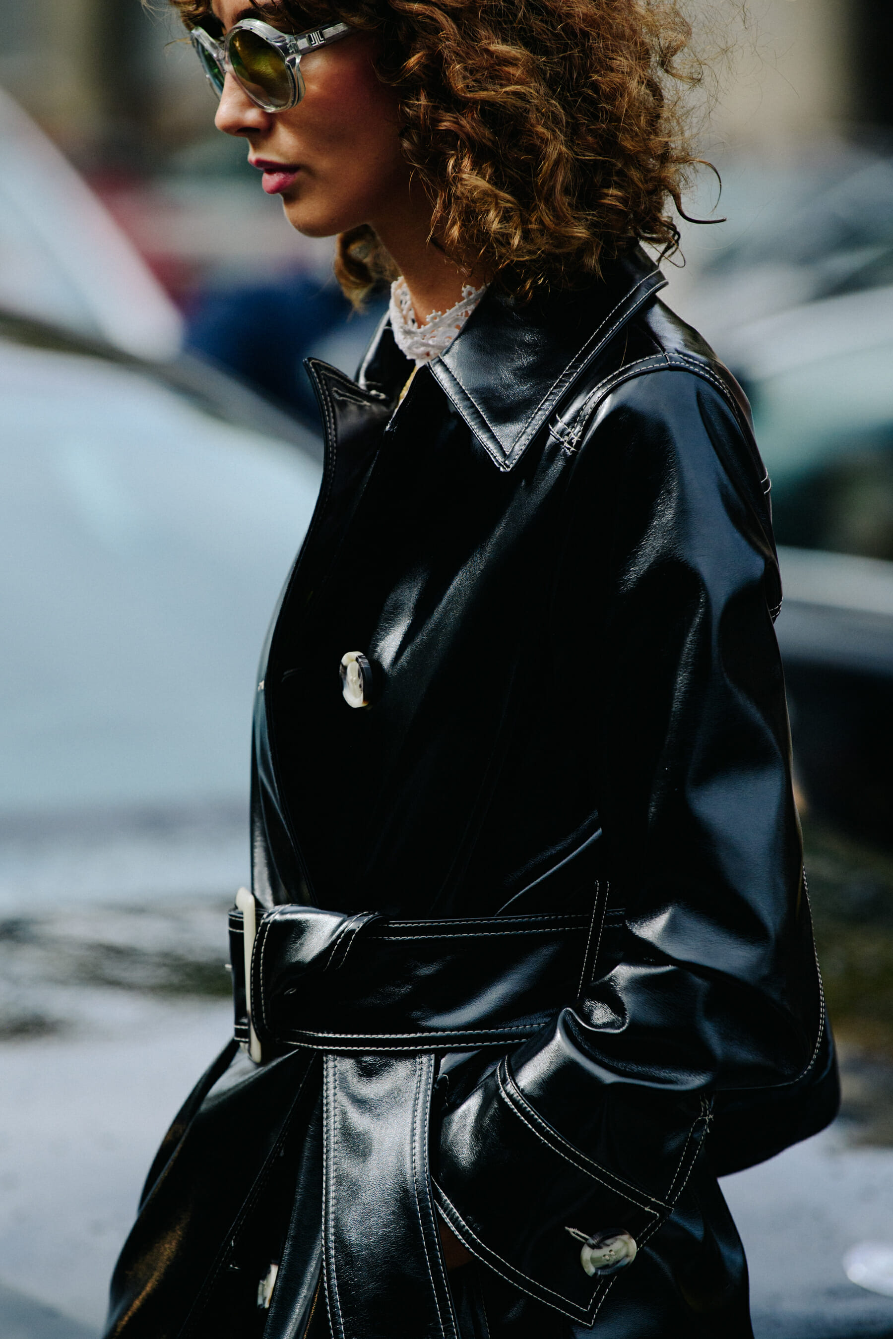 Woman wearing black coat