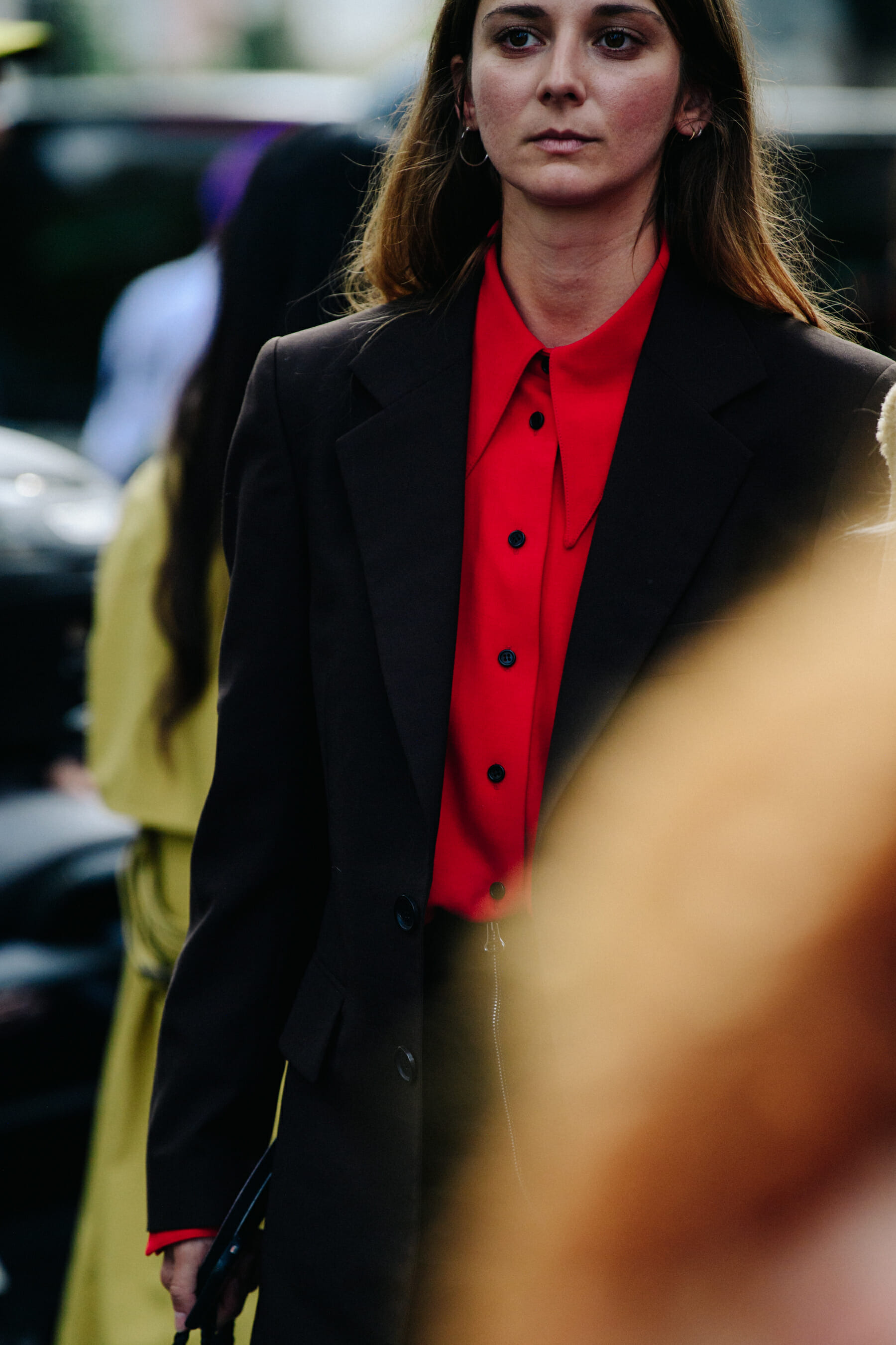Woman wearing red shirt