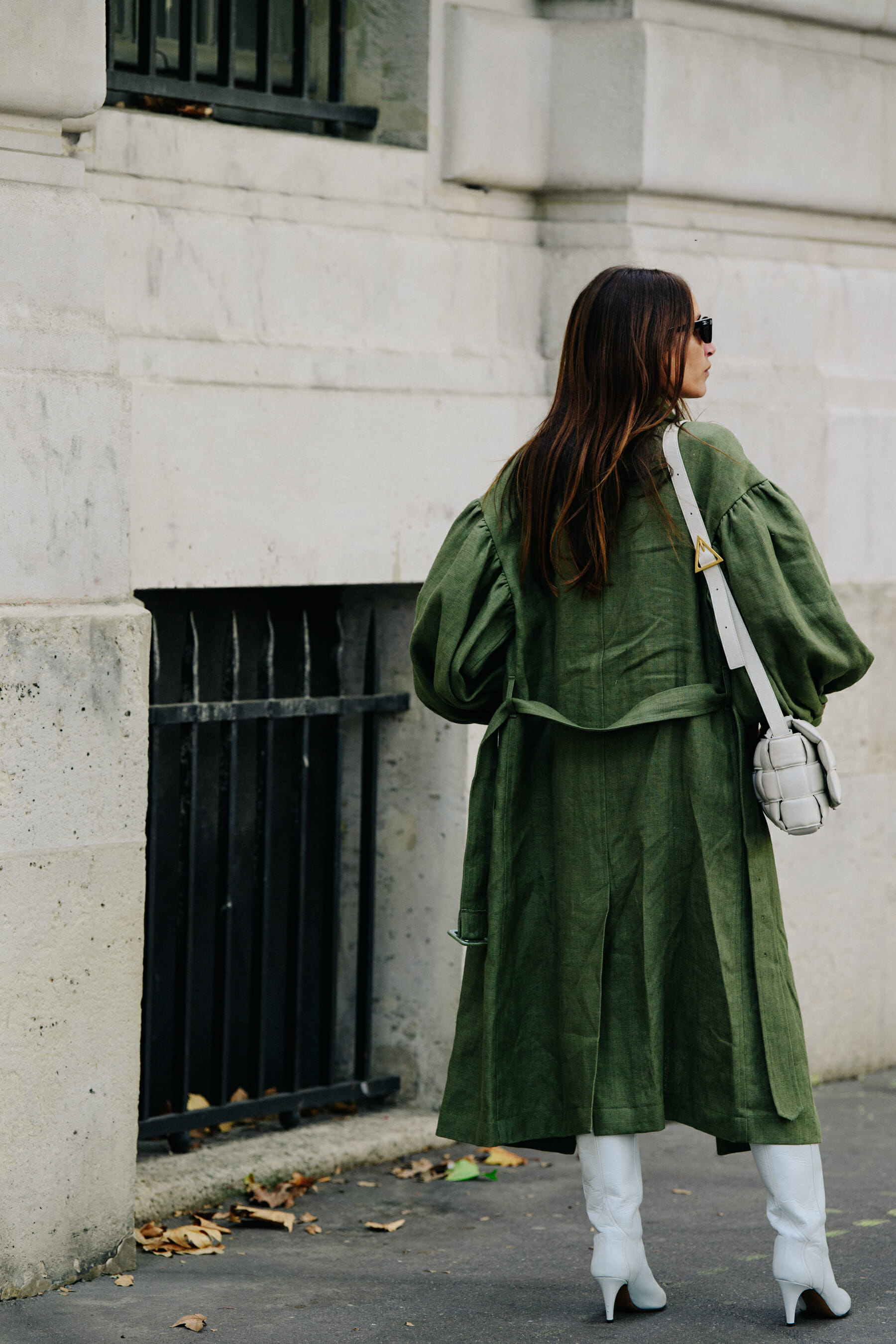Woman wearing green coat
