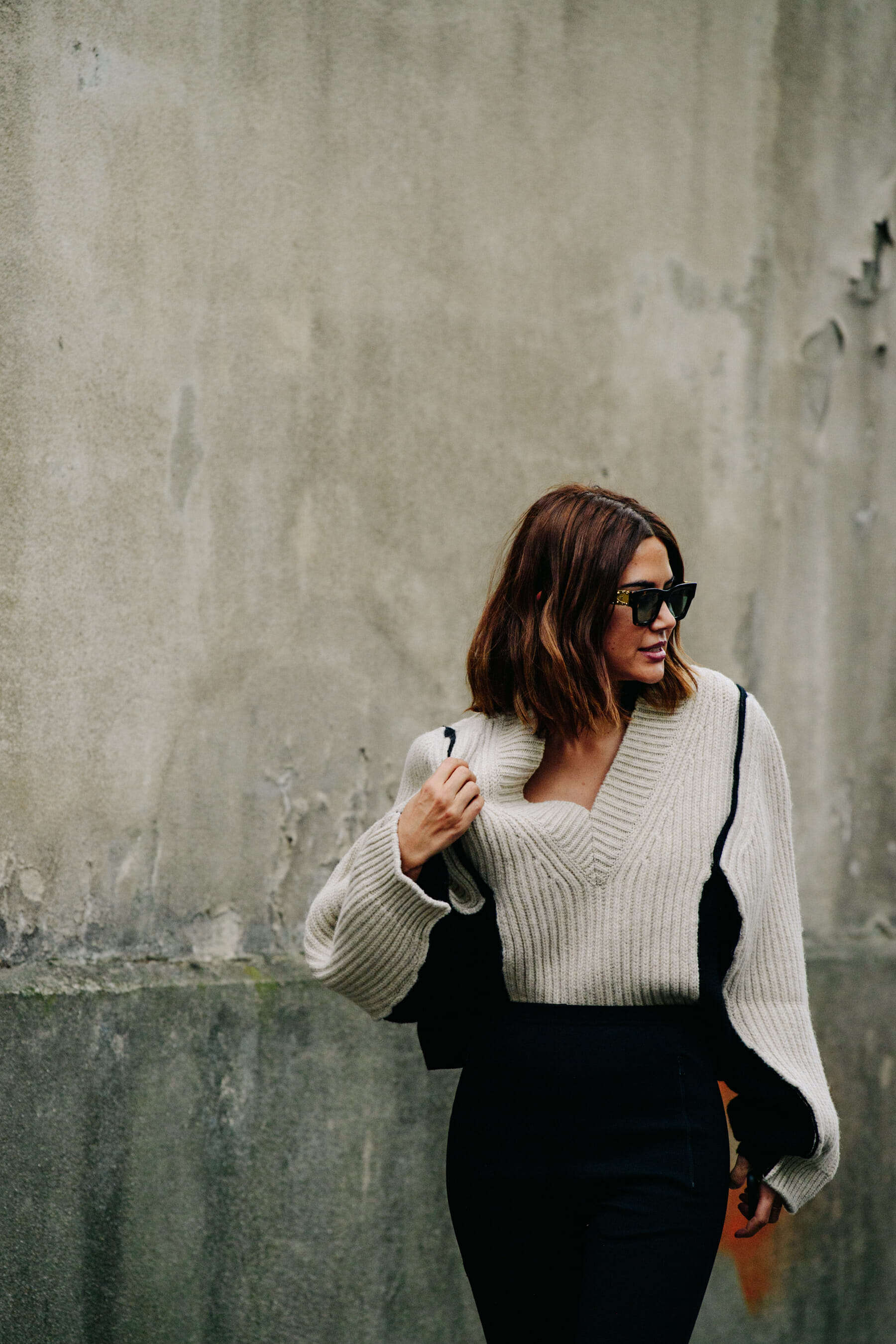 Woman wearing wool jumper