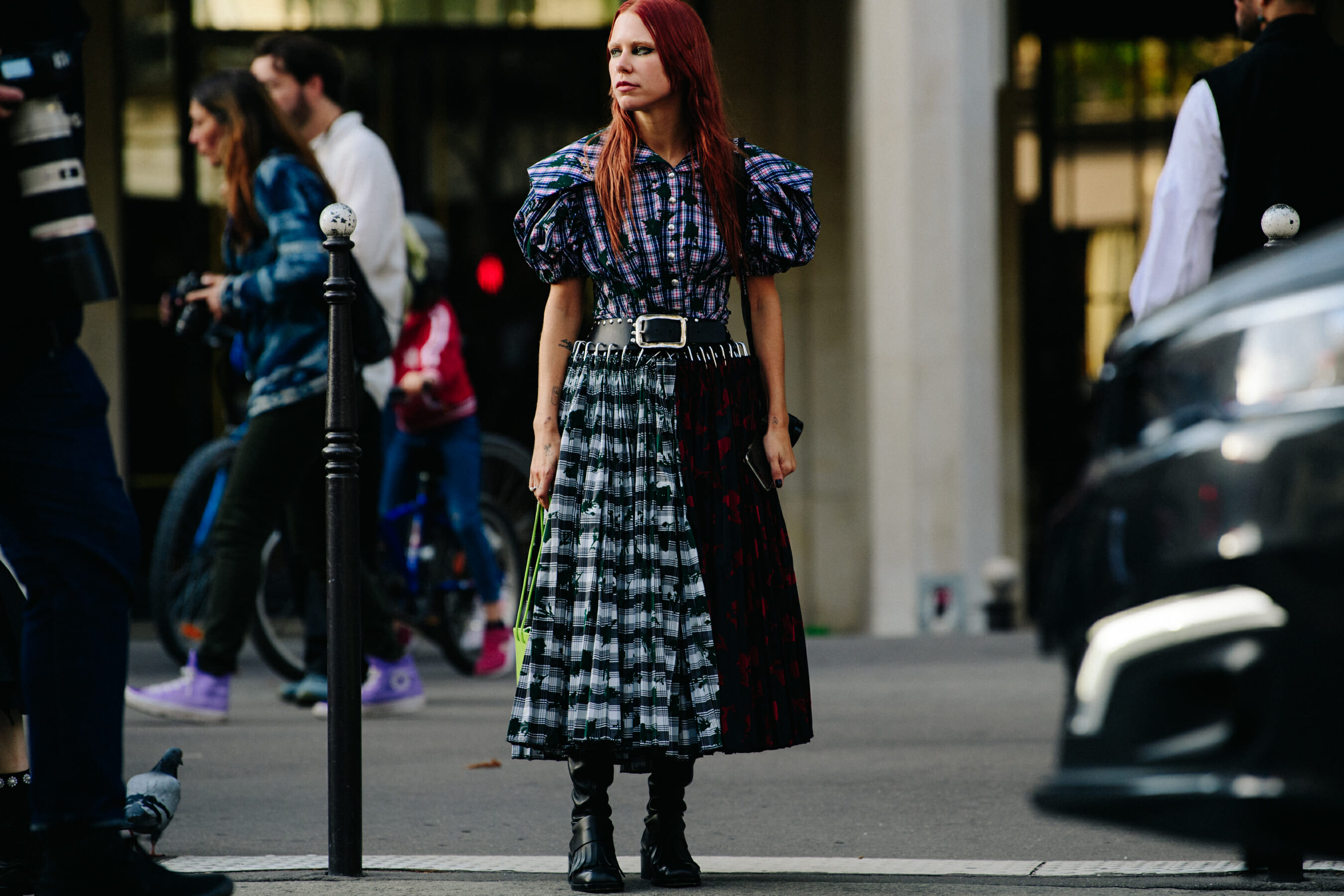 Woman wearing pattern dress