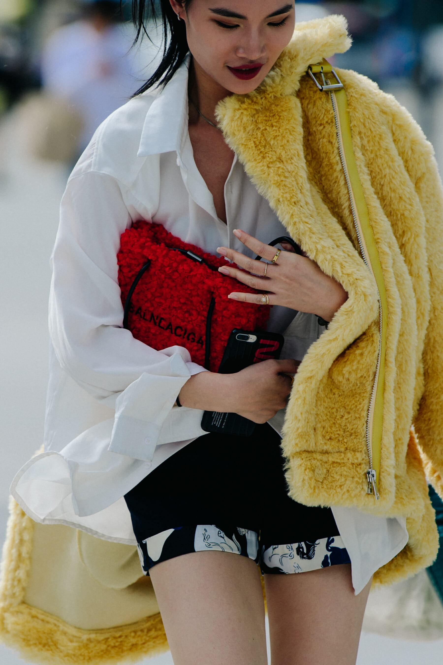 Woman wearing fur coat
