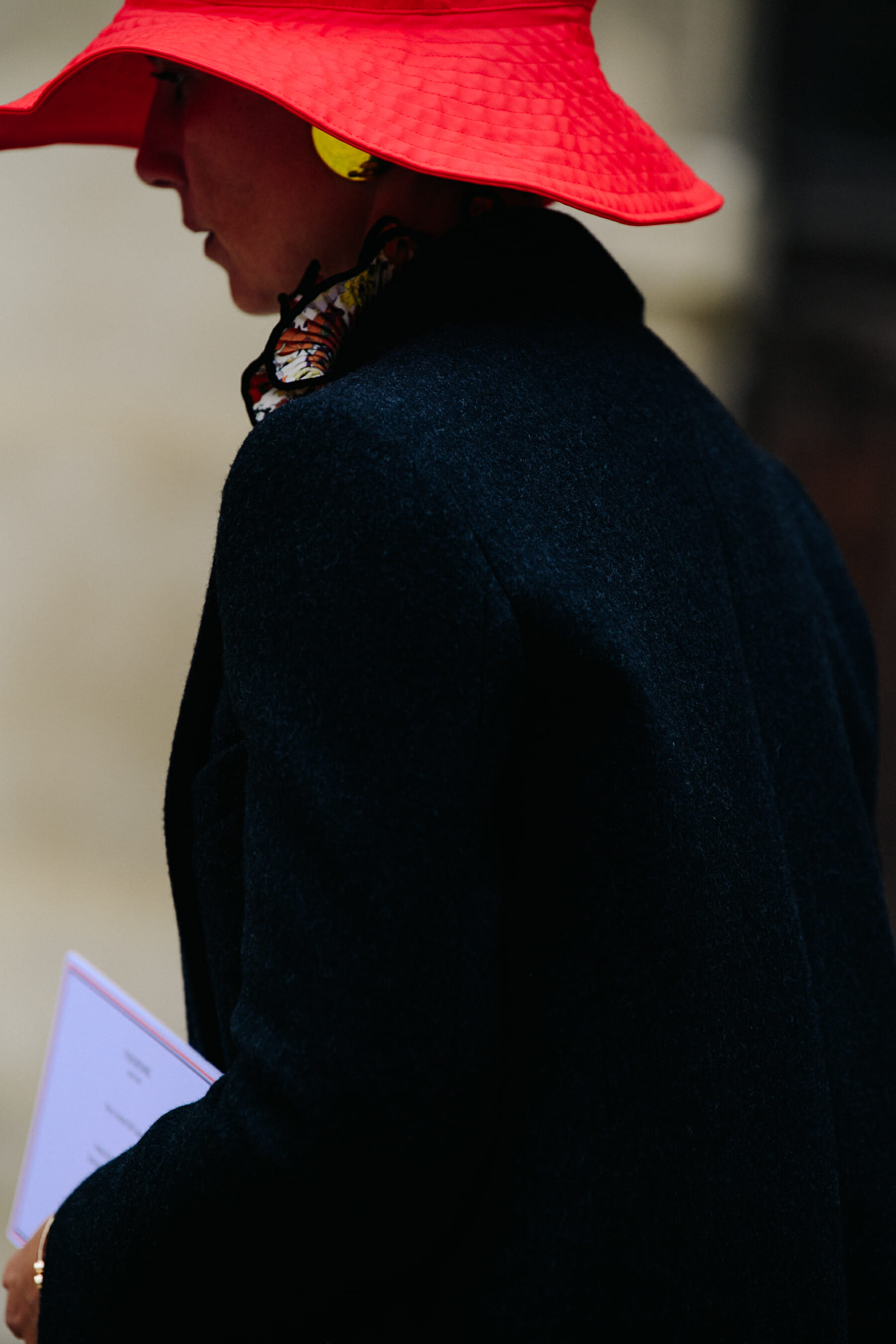 Woman wearing red hat