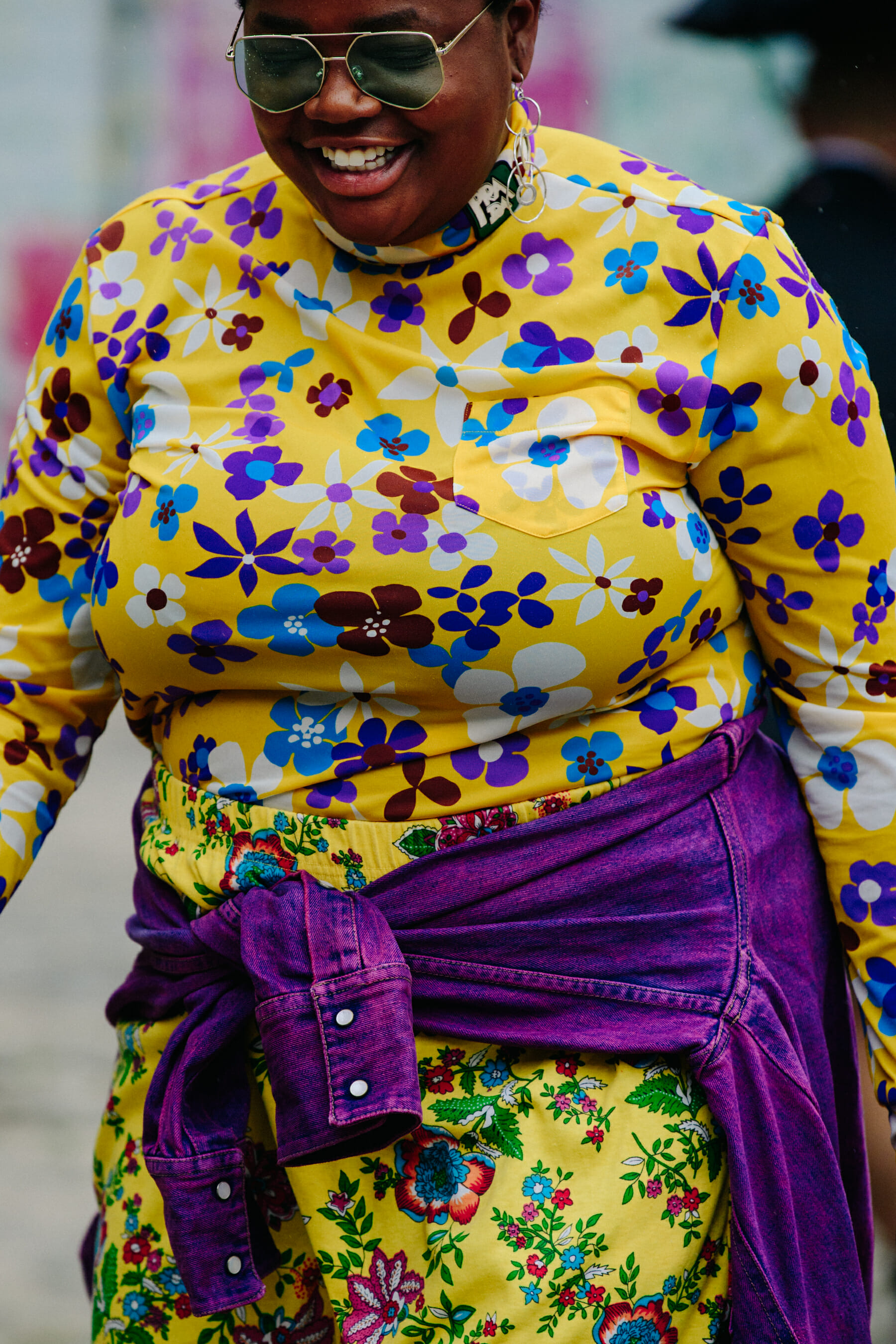 Woman wearing yellow outfit