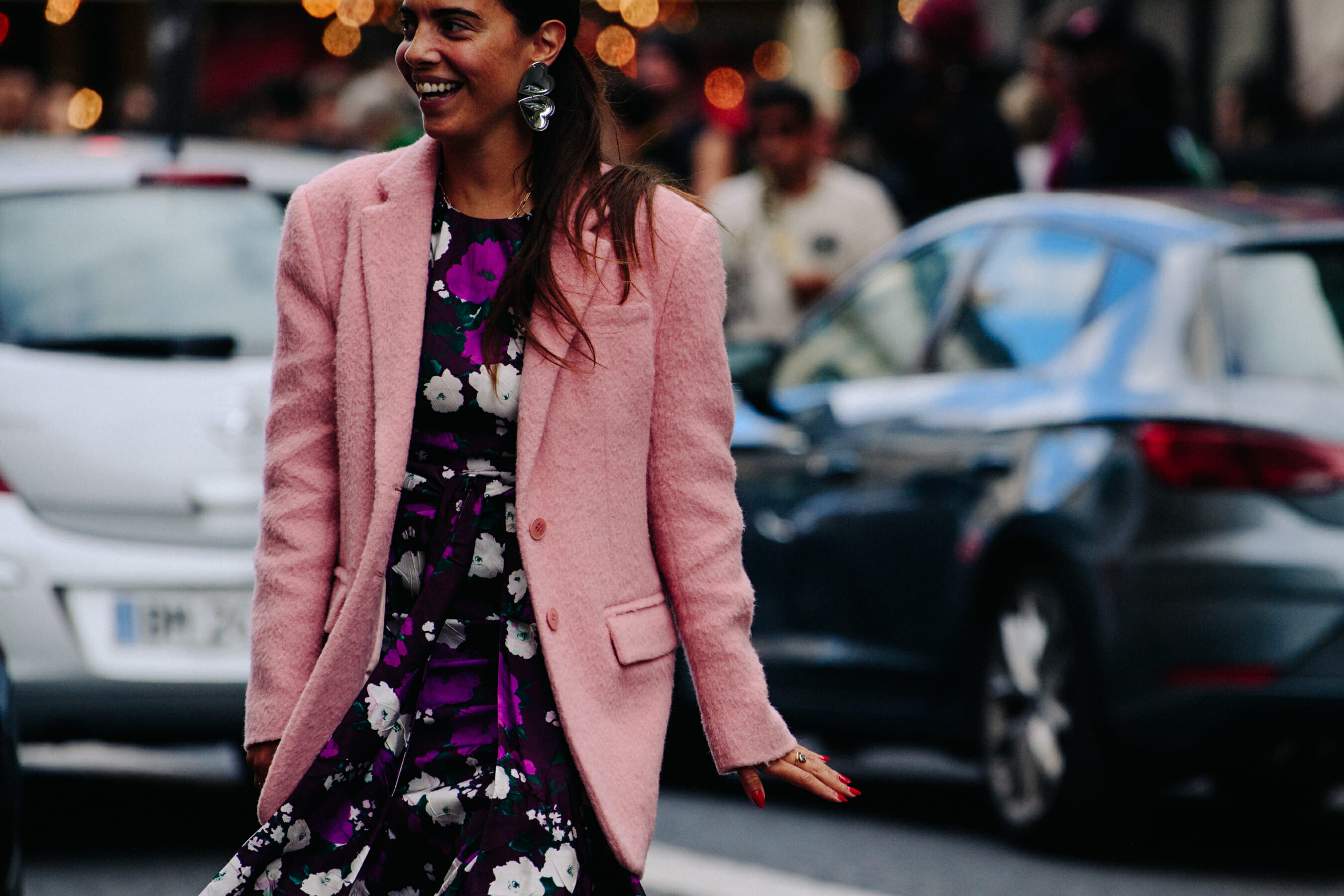 Woman wearing pink jacket