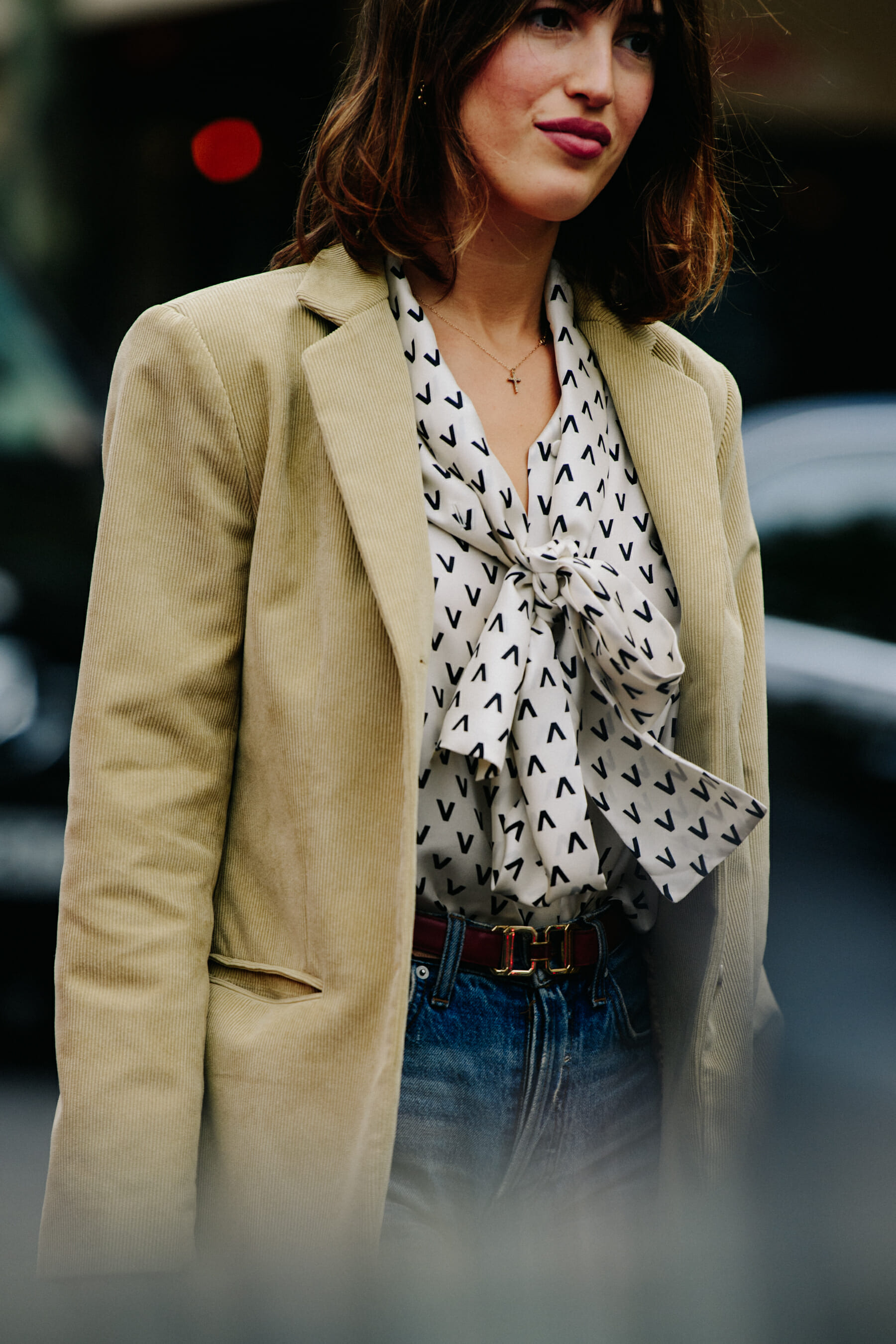 Woman wearing pattern shirt
