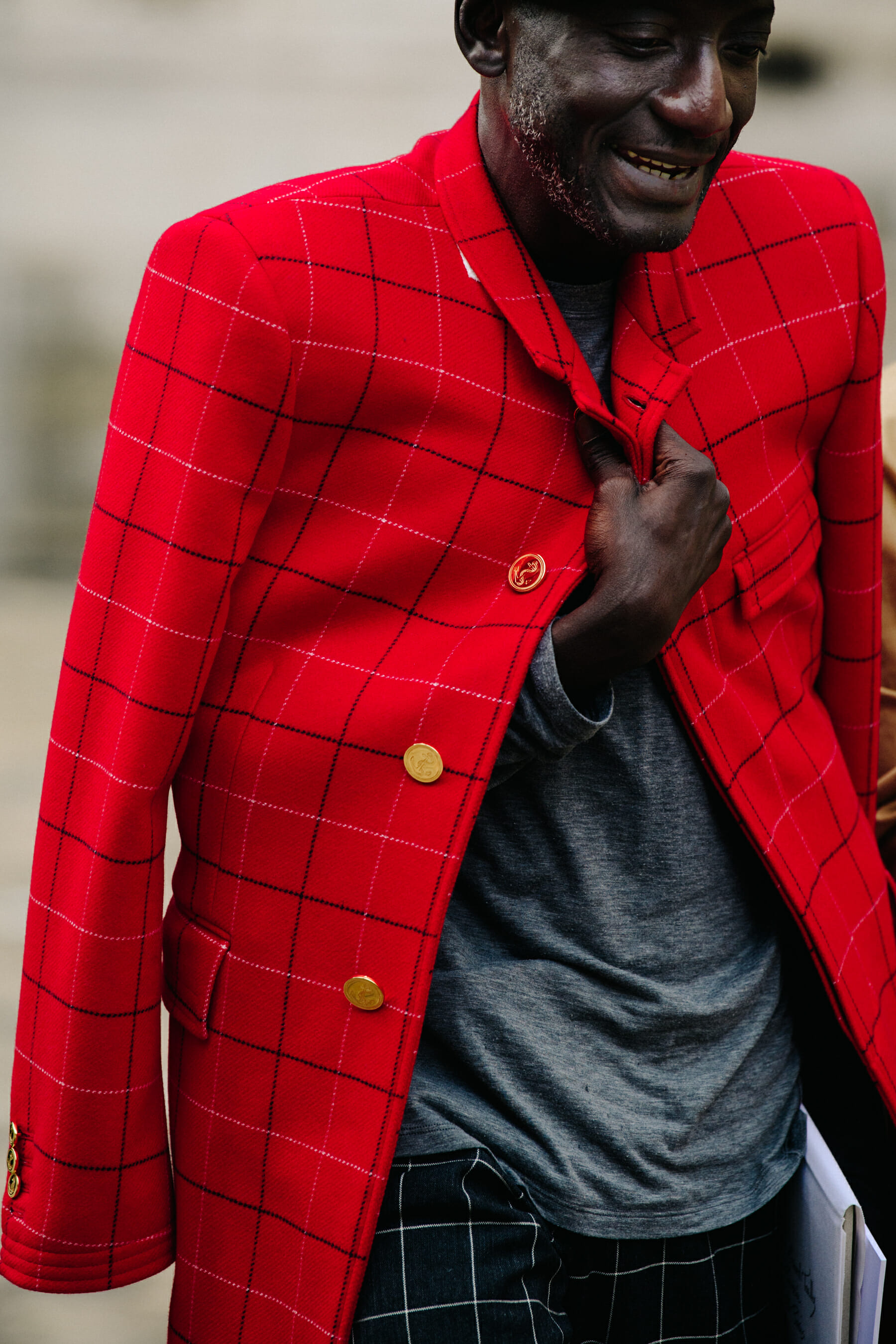 Man wearing red coat