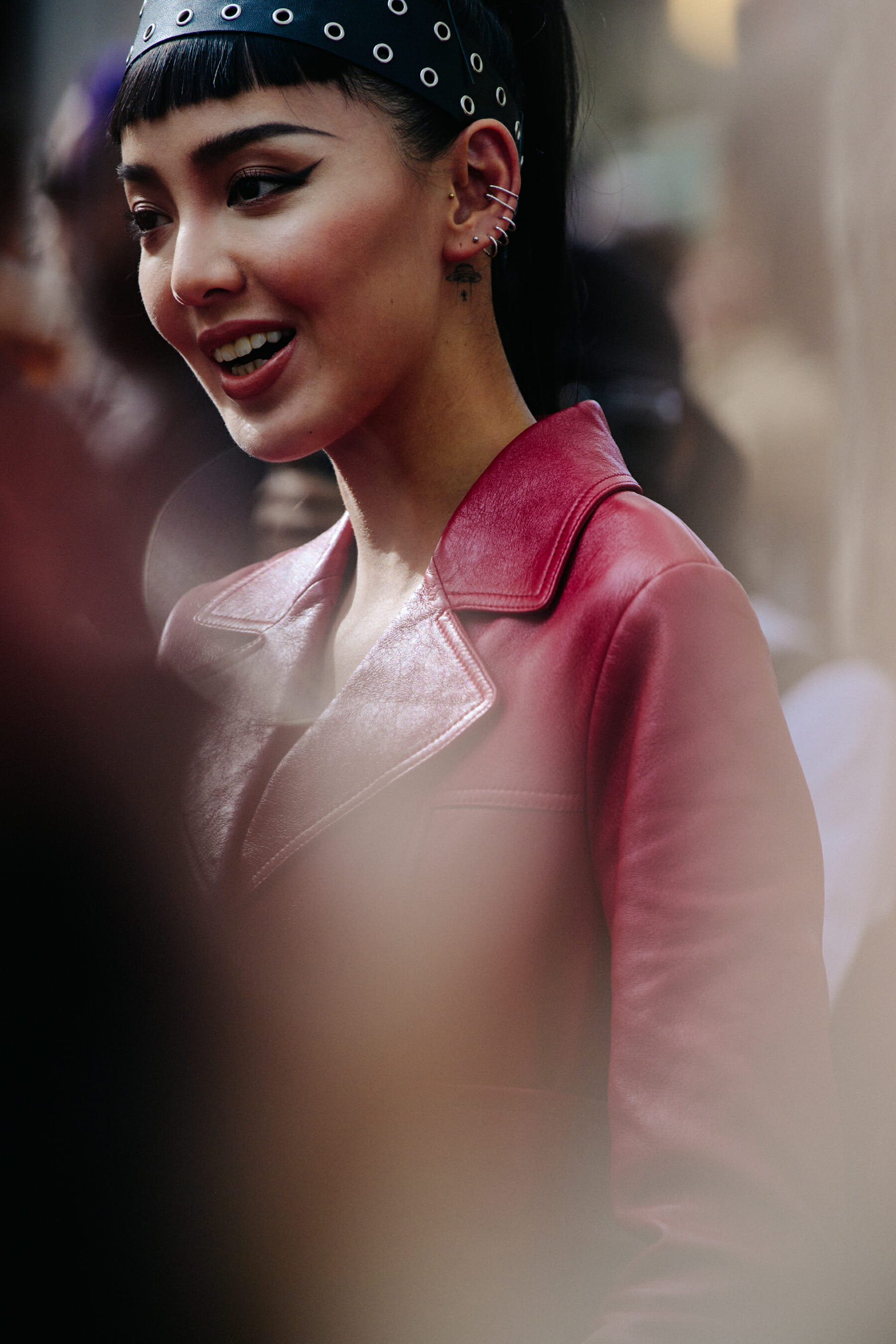 Woman wearing red coat
