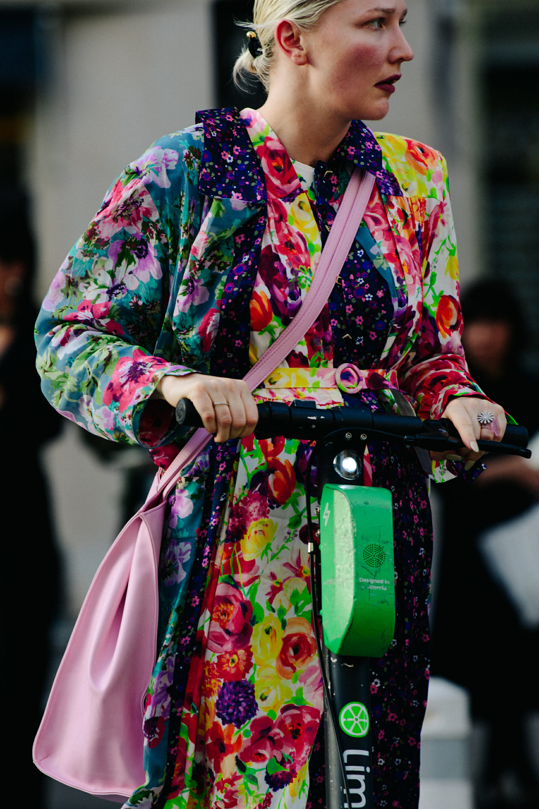 Stylist wearing floral dress