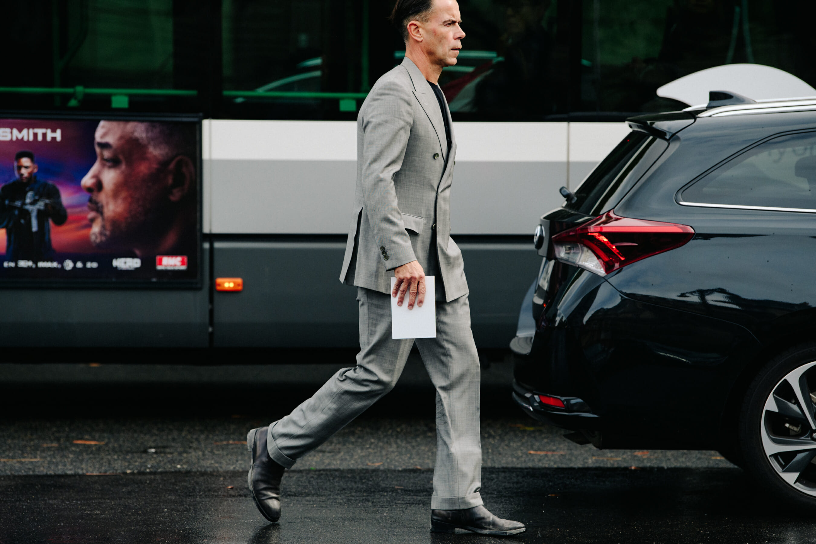 Man wearing grey suit