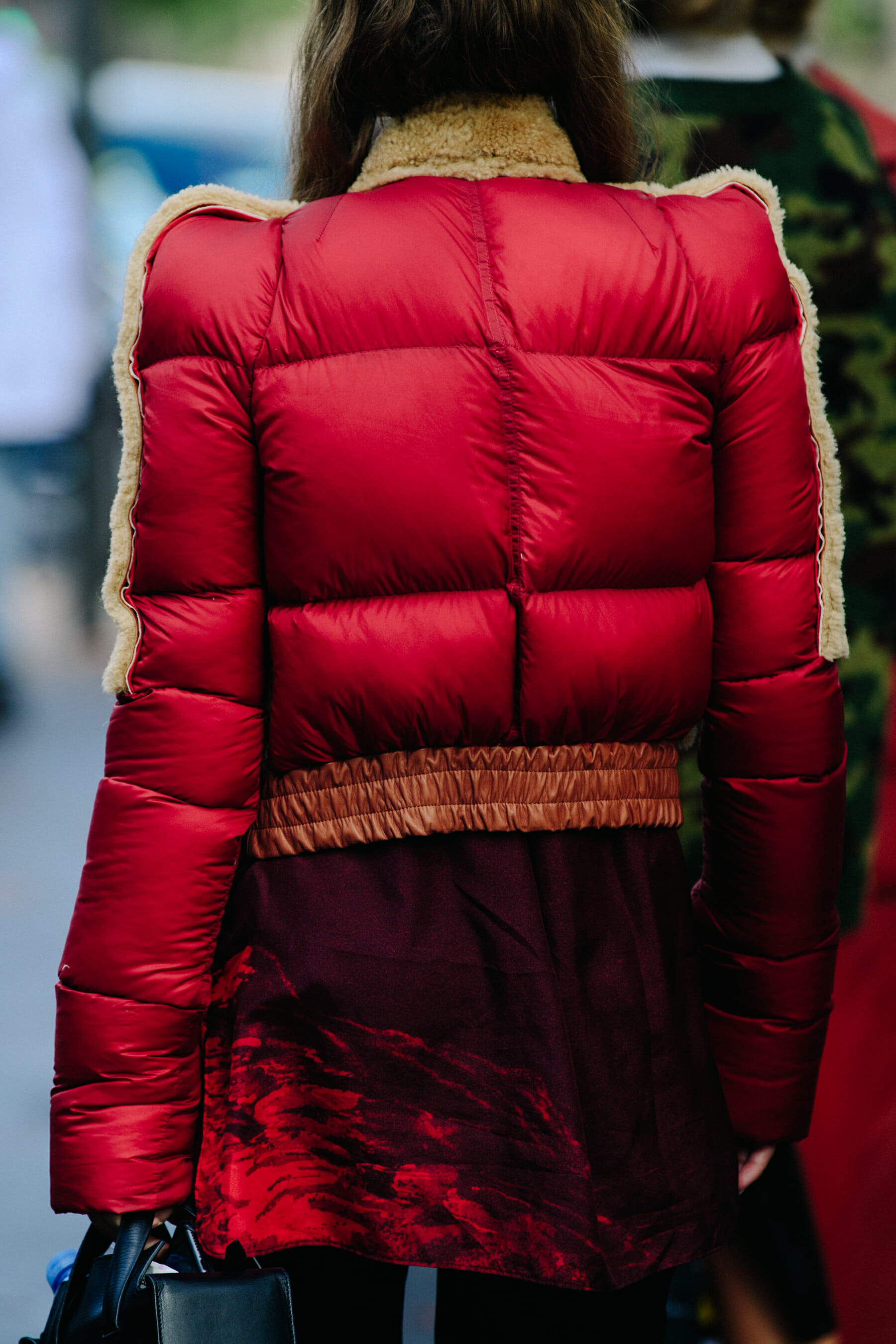 Woman wearing red coat