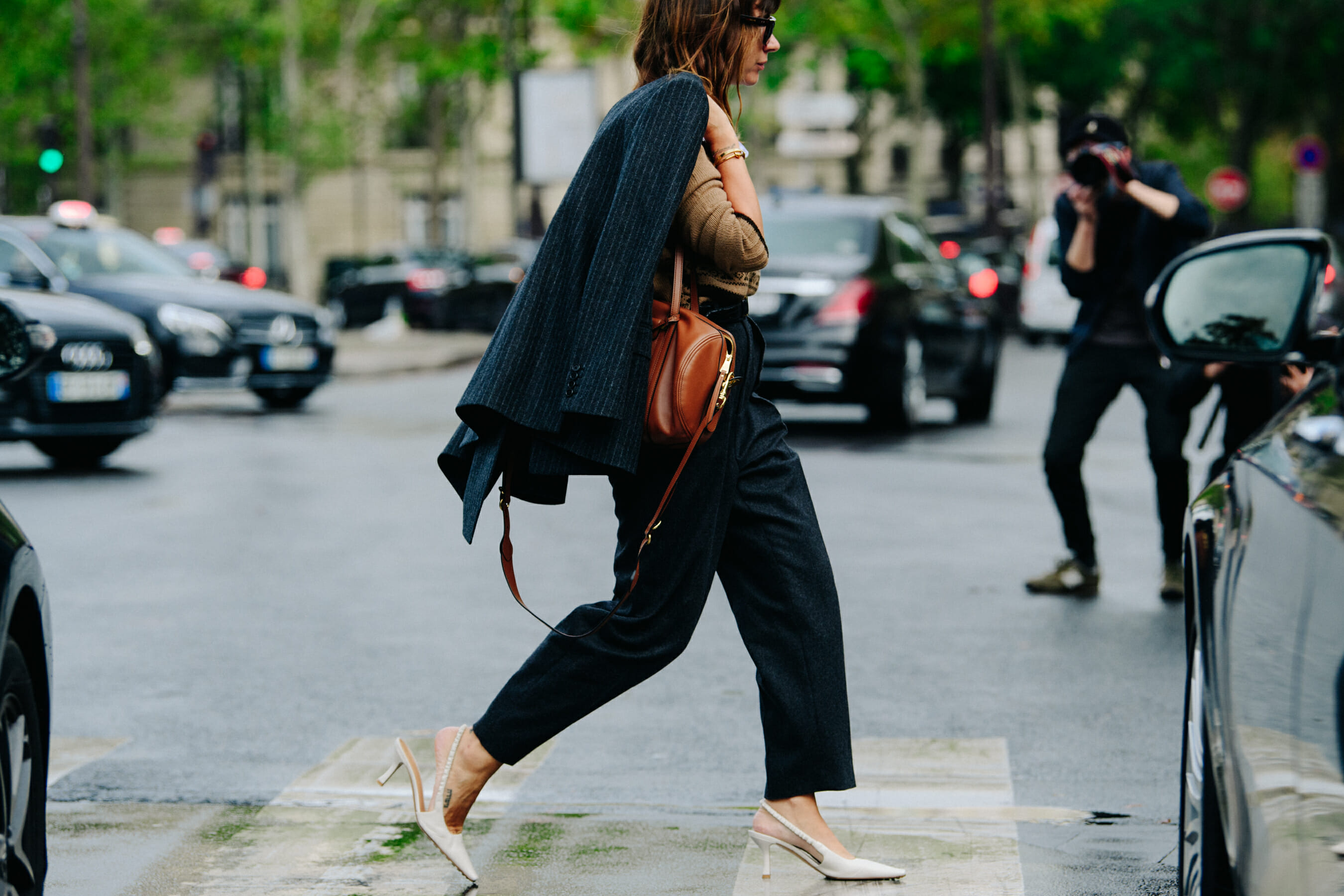 Woman wearing dark wool