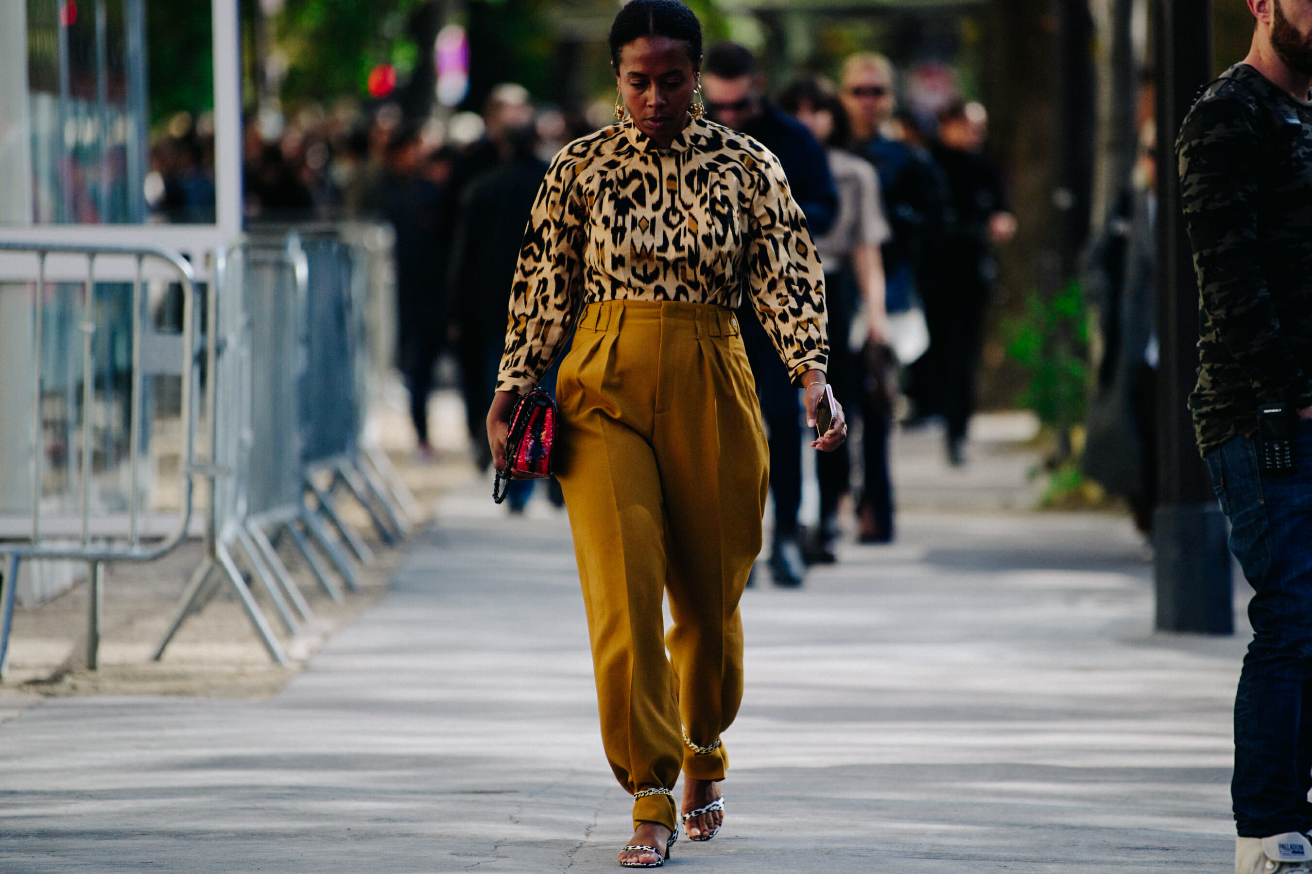 Woman wearing yellow pants