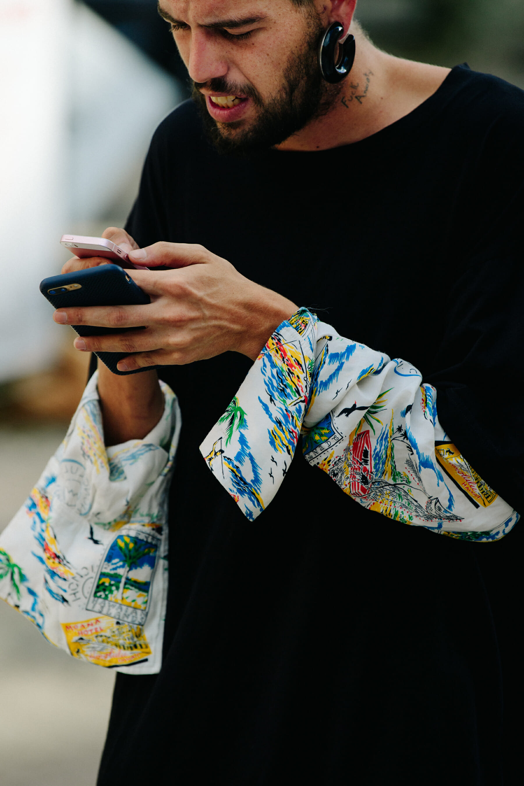 Man wearing pattern shirt