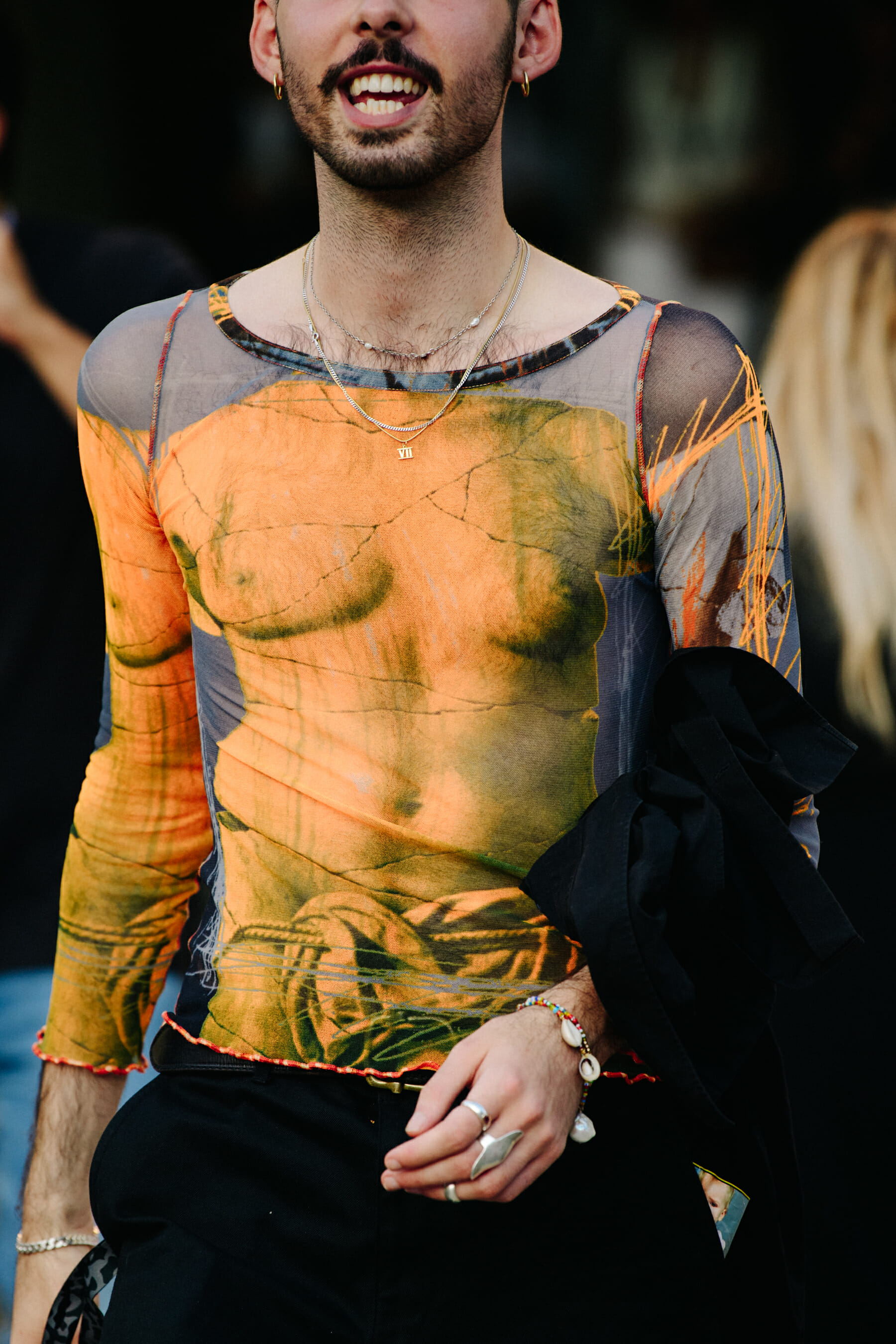 Man wearing pattern shirt