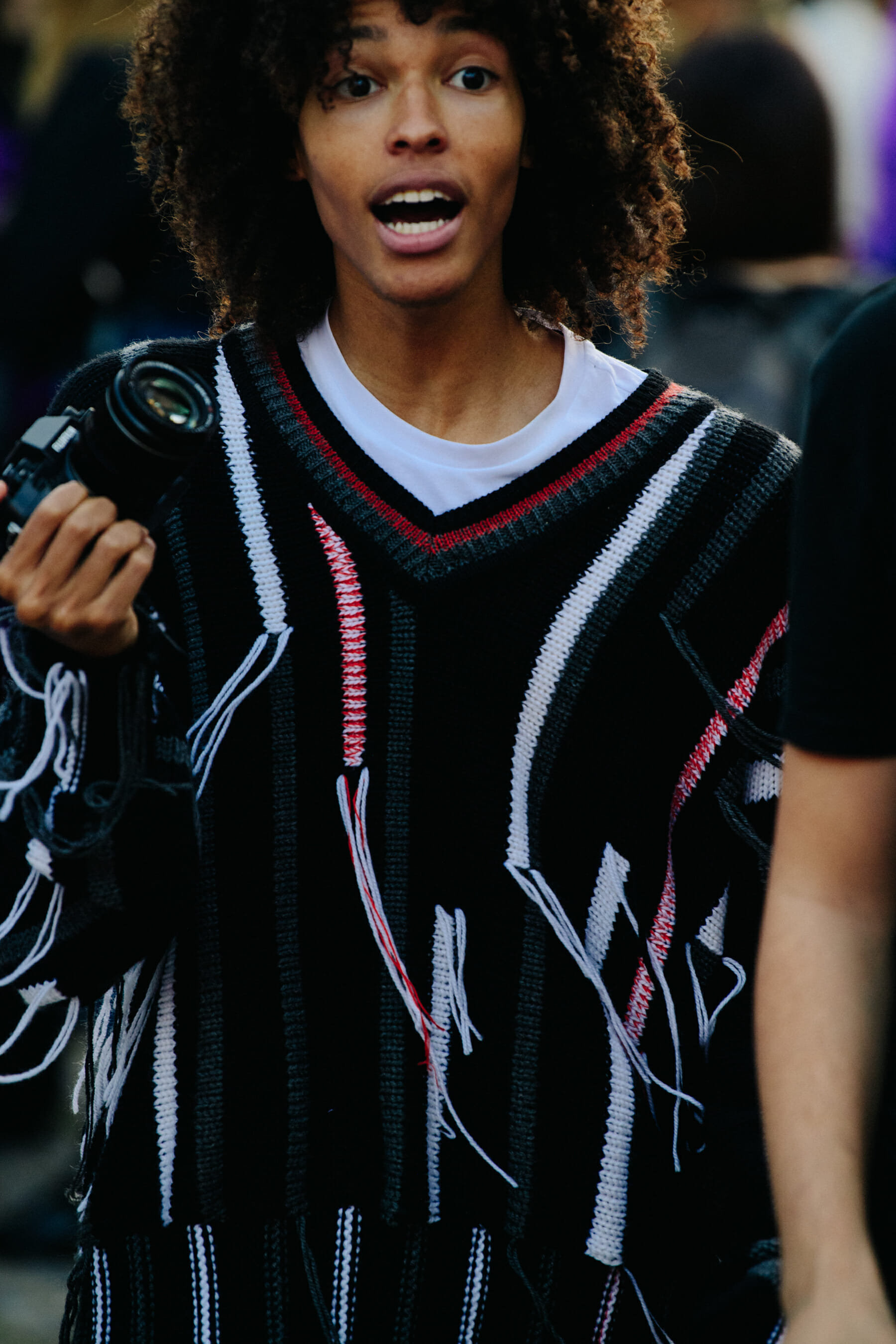 Woman wearing black jumper